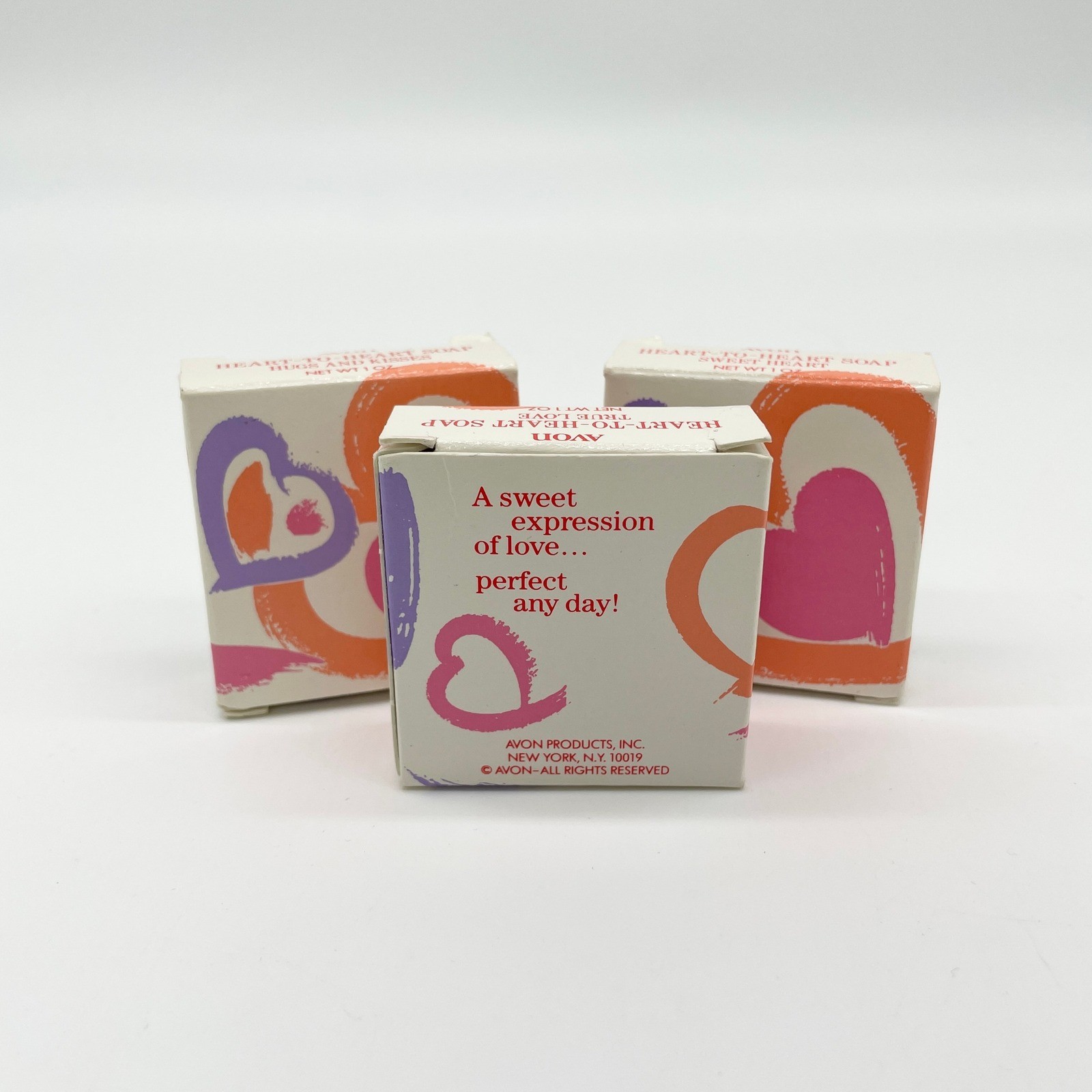 Vintage Avon Bath Soap Heart to Heart 1980s Hugs Kisses Sweetheart Valentines