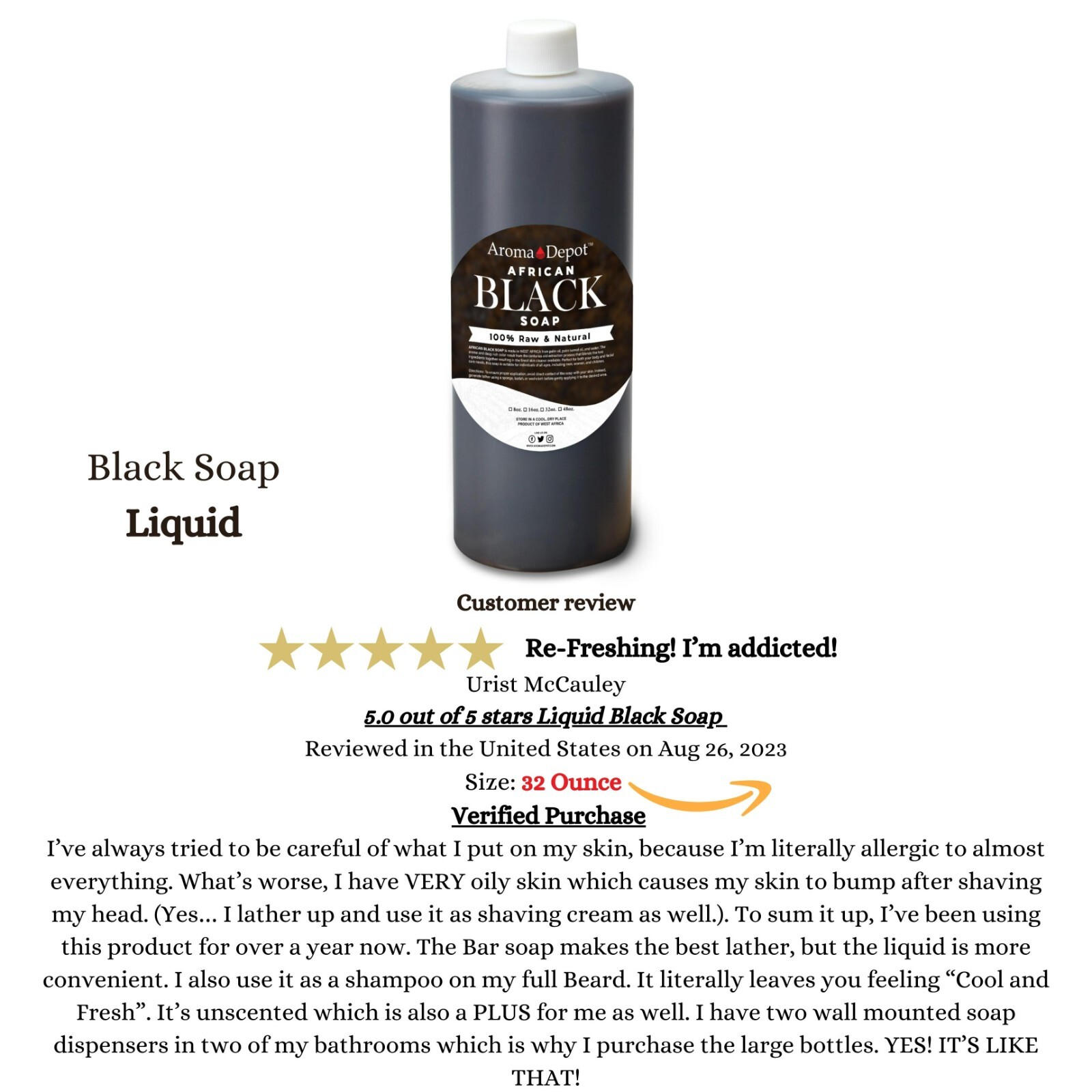 Liquid African Black Soap Raw 100% Pure Natural Bath Hair Face Wash Wholesale