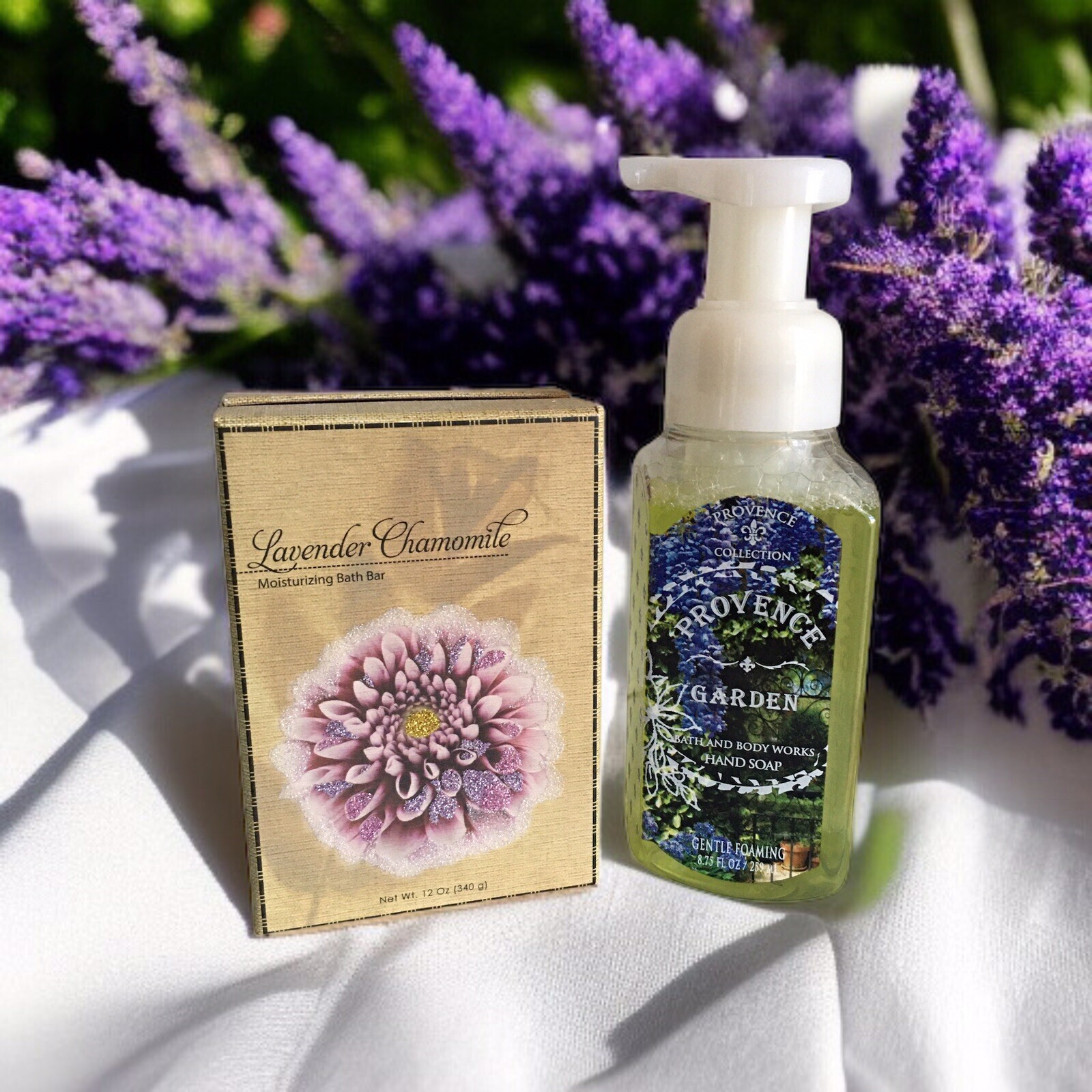 Bath & Body Works PROVENCE GARDEN Gentle Foaming Hand Soap and Bath Bar Gift Set