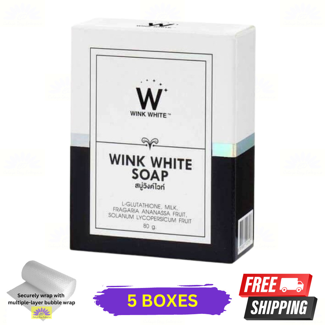 5 X Wink White Soap 80g Gluta Whitening Body Pure Face Lightening Skin Cleansing