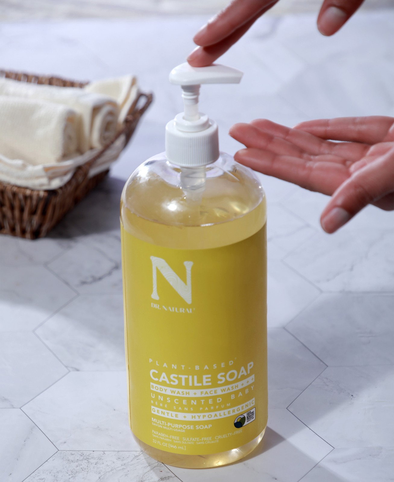 Castile Liquid Soap – Unscented Baby by Dr. Natural for Unisex – 32 oz