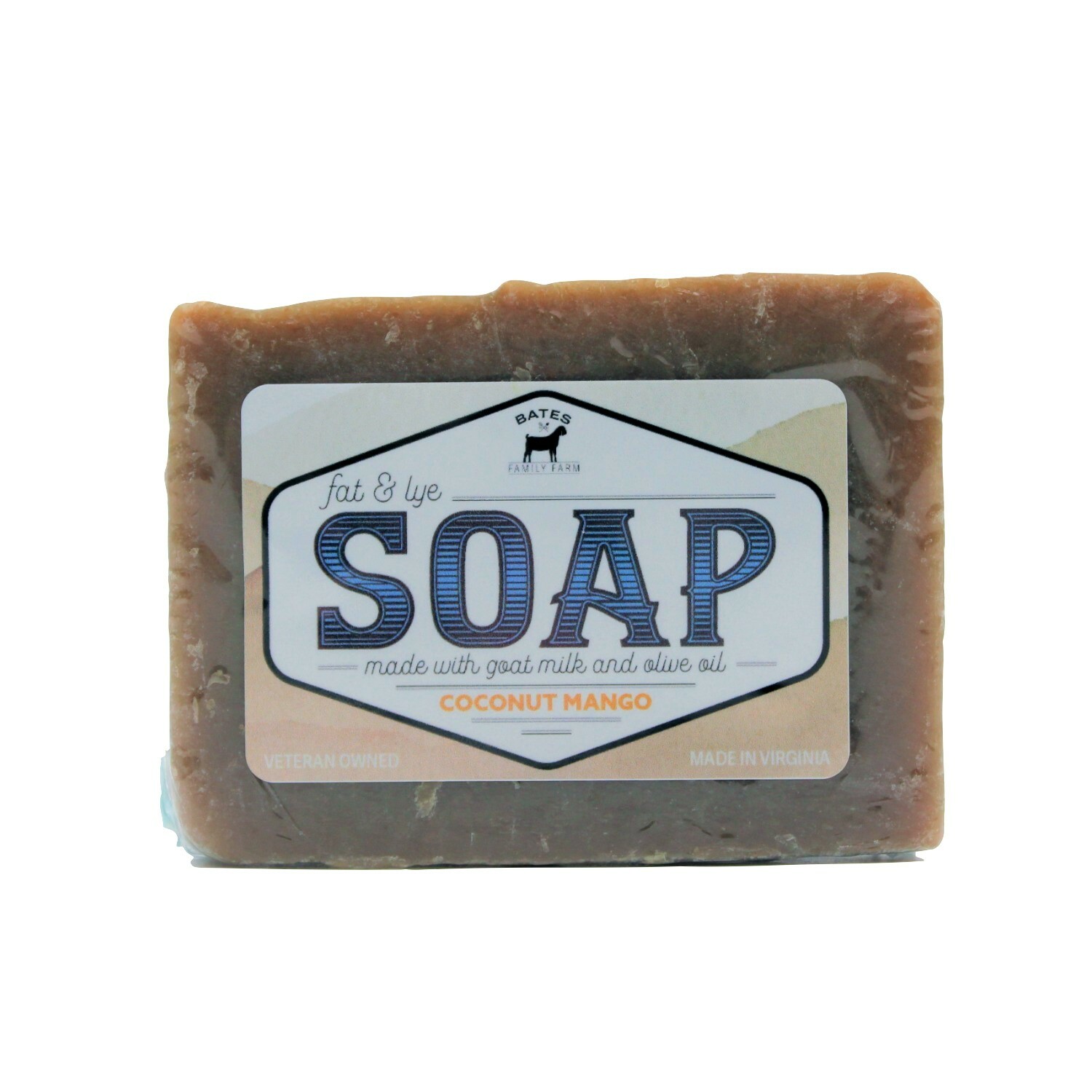 Bates Family Farm Coconut Mango Fat and Lye Soap Goat Milk Olive Oil Natural