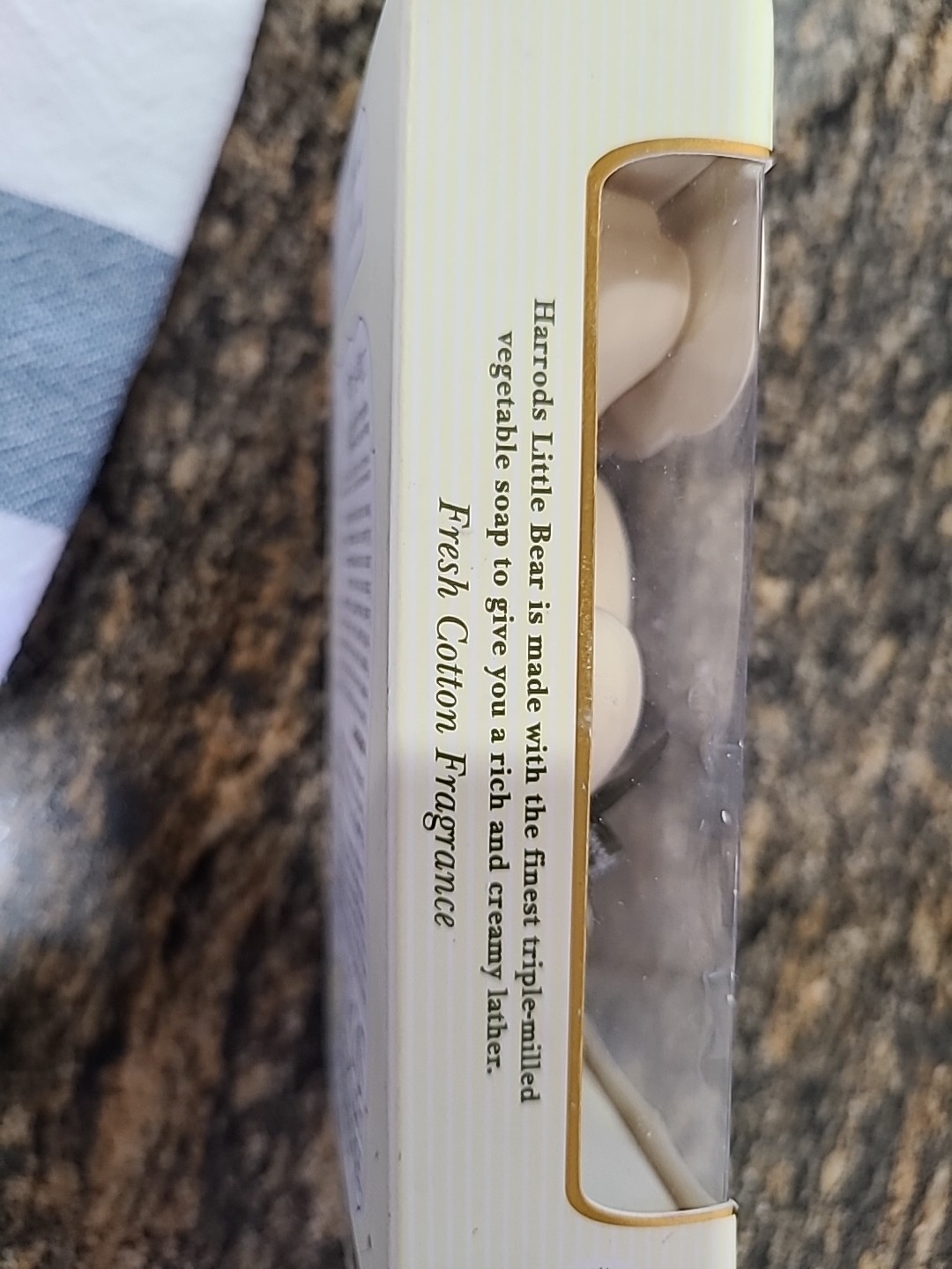 Harrods Fine Soaps Luxury Honey BEAR Soap 4.2 oz Triple Milled Fresh Cotton