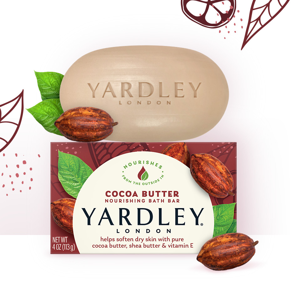 Yardley London Bath Bar Soap with Cocoa Butter Shea Butter & Vitamin E 4 oz 24PK