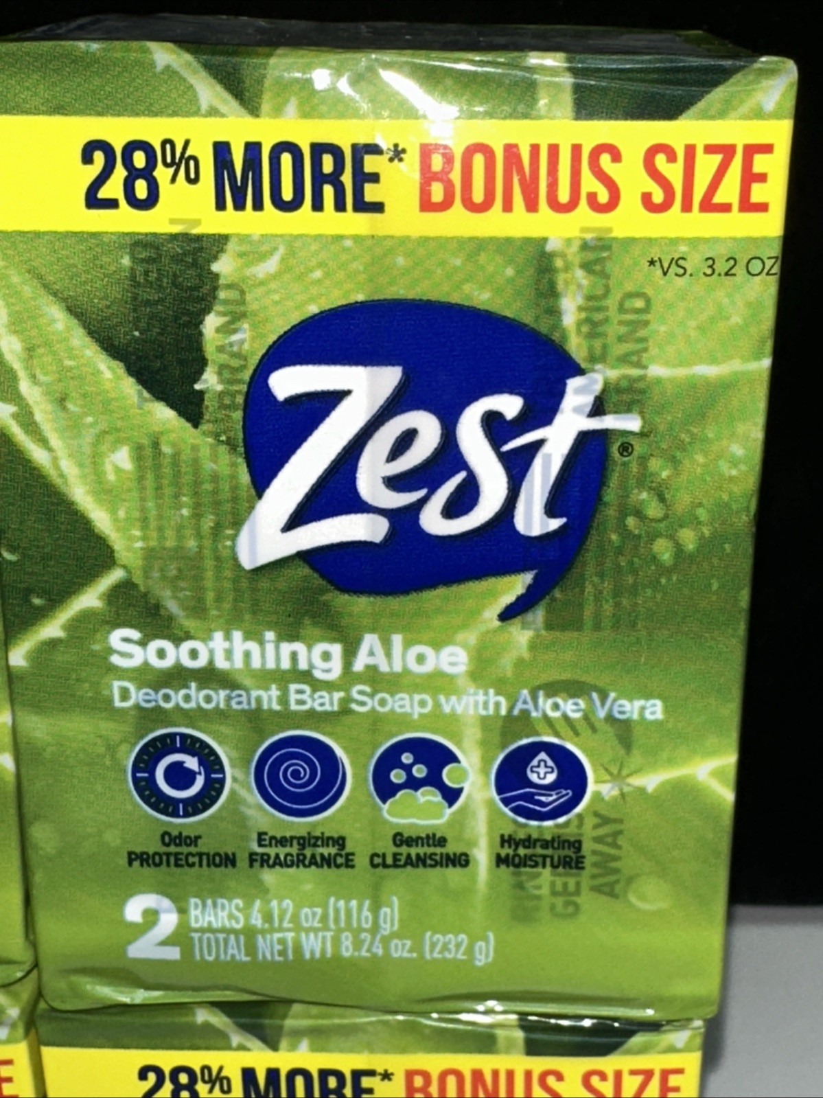 PACK OF 6 packages–Zest SOOTHING ALOE BAR SOAP 12 BARS TOTAL–Free Shipping