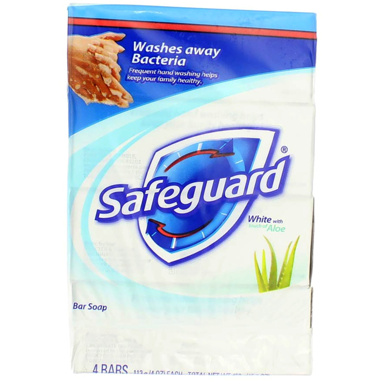 3 Pack Safeguard Antibacterial Deodorant Bar Soap, White with Aloe, 4 oz, 4 Ct