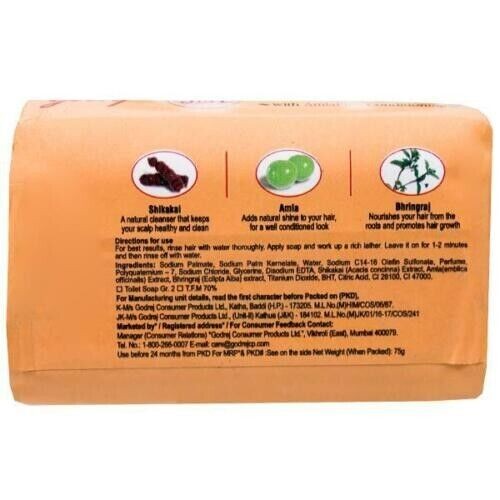Godrej 3 in 1 Shikakai Amla Bhringraj Hair Soap 65 Gram-pack of 6 -free shipping