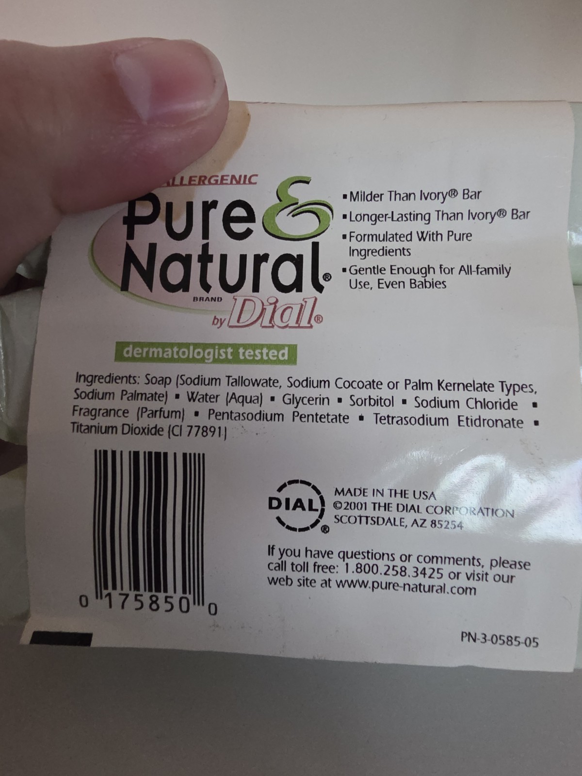 Pure & Natural 4.5 oz Hypoallergenic Bar Soap Discontinued Lot of 5
