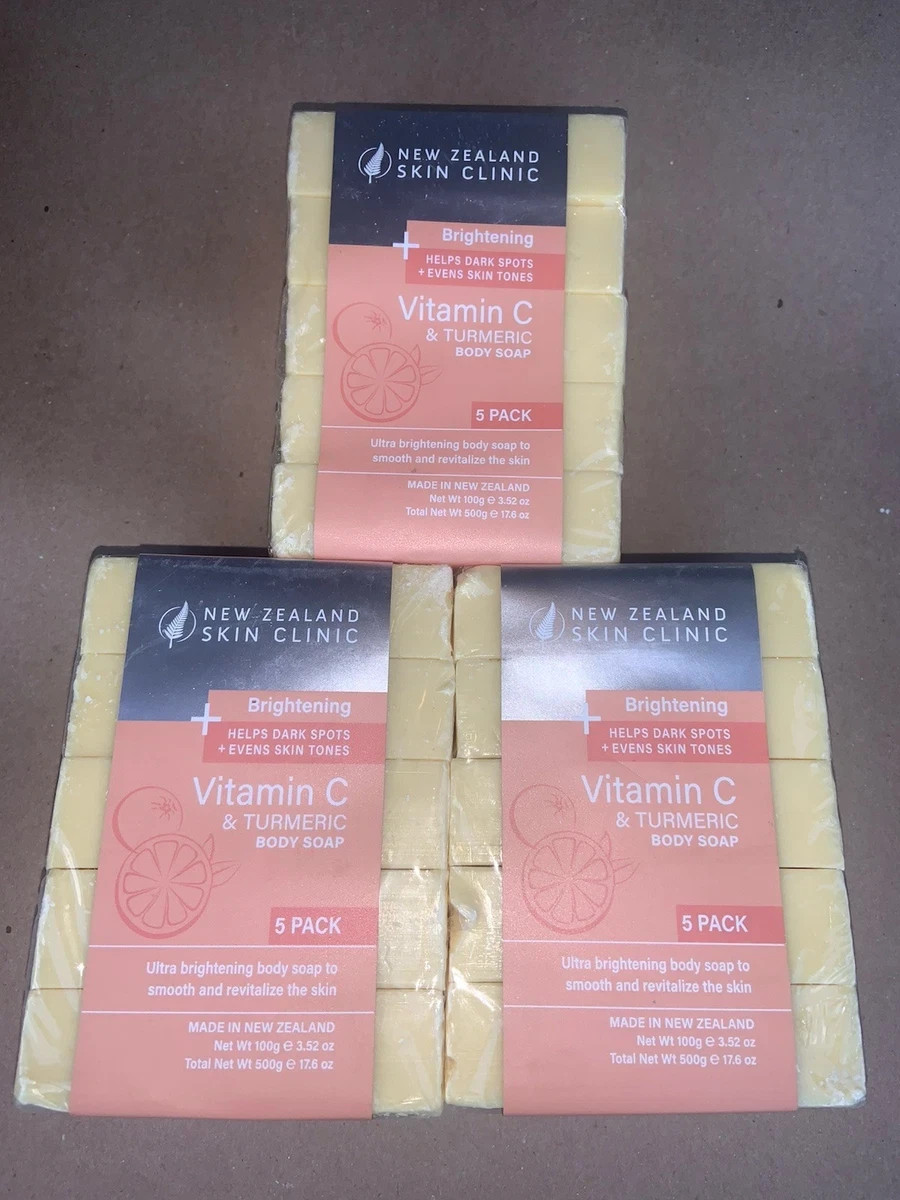 3x Of 5 Pack Vitamin C Turmeric Brightening Soap 3.52 Oz New Zealnd Skin Clinic