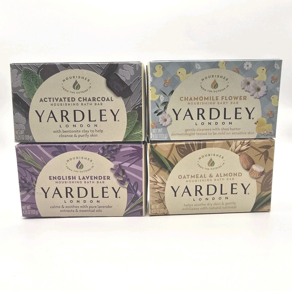 Lot of 4 Bars Yardley London Charcoal Chamomile Oatmeal Lavendar 4.25oz Each
