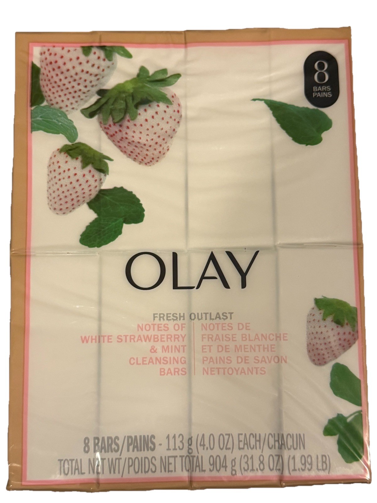 8 Olay Fresh Outlast Strawberry & Mint Soap Bars 4oz ea LARGE Size