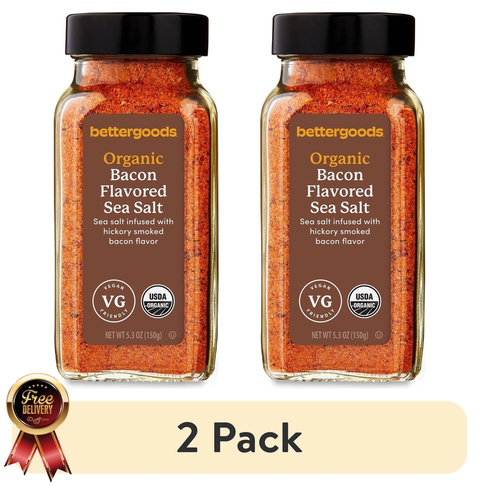 (2 Pack) Organic Bacon Flavored Sea Salt, 5.3 Oz
