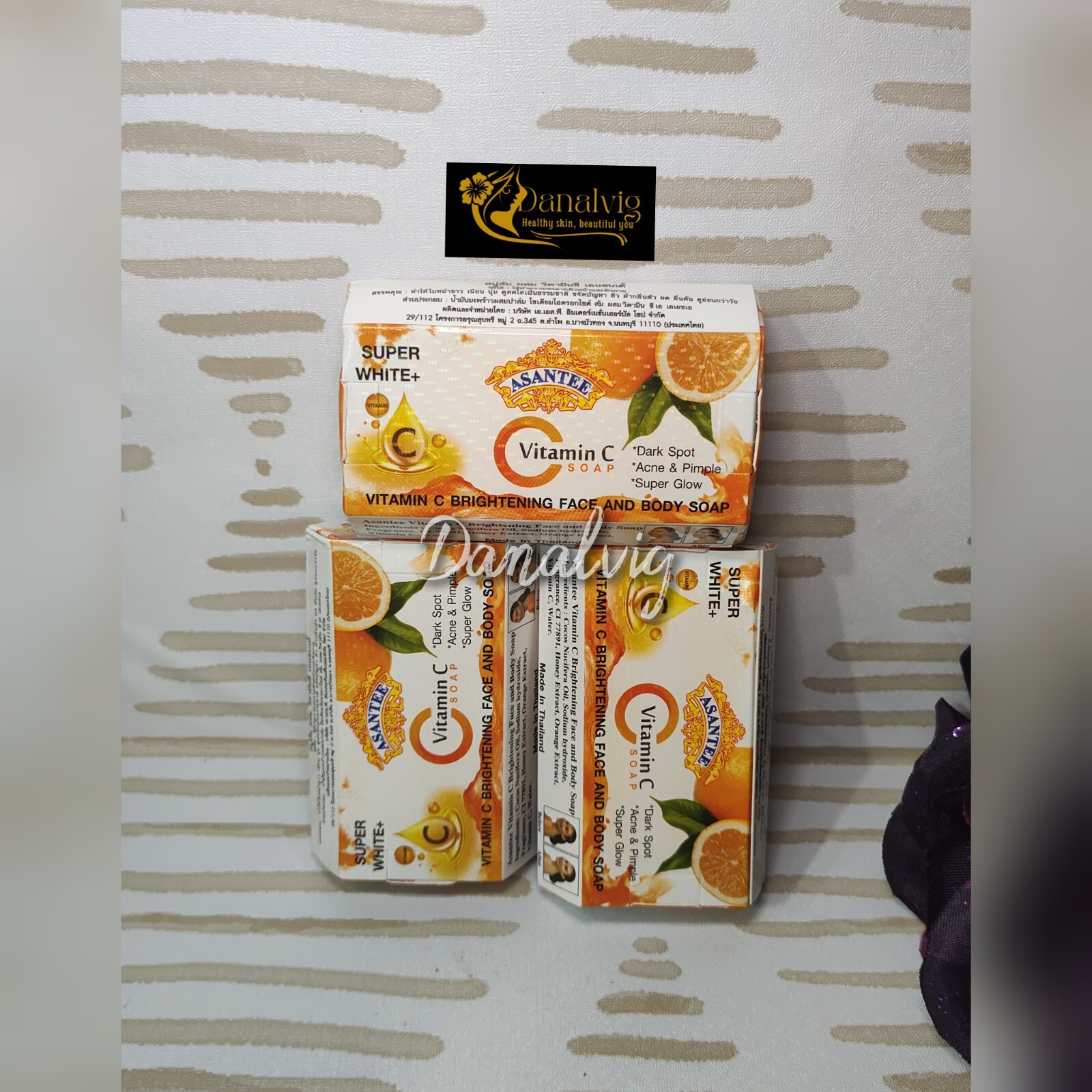 3 Bars x 125g Soap Vitamin C Asantee Face And body Brightening Soap Anti Acne