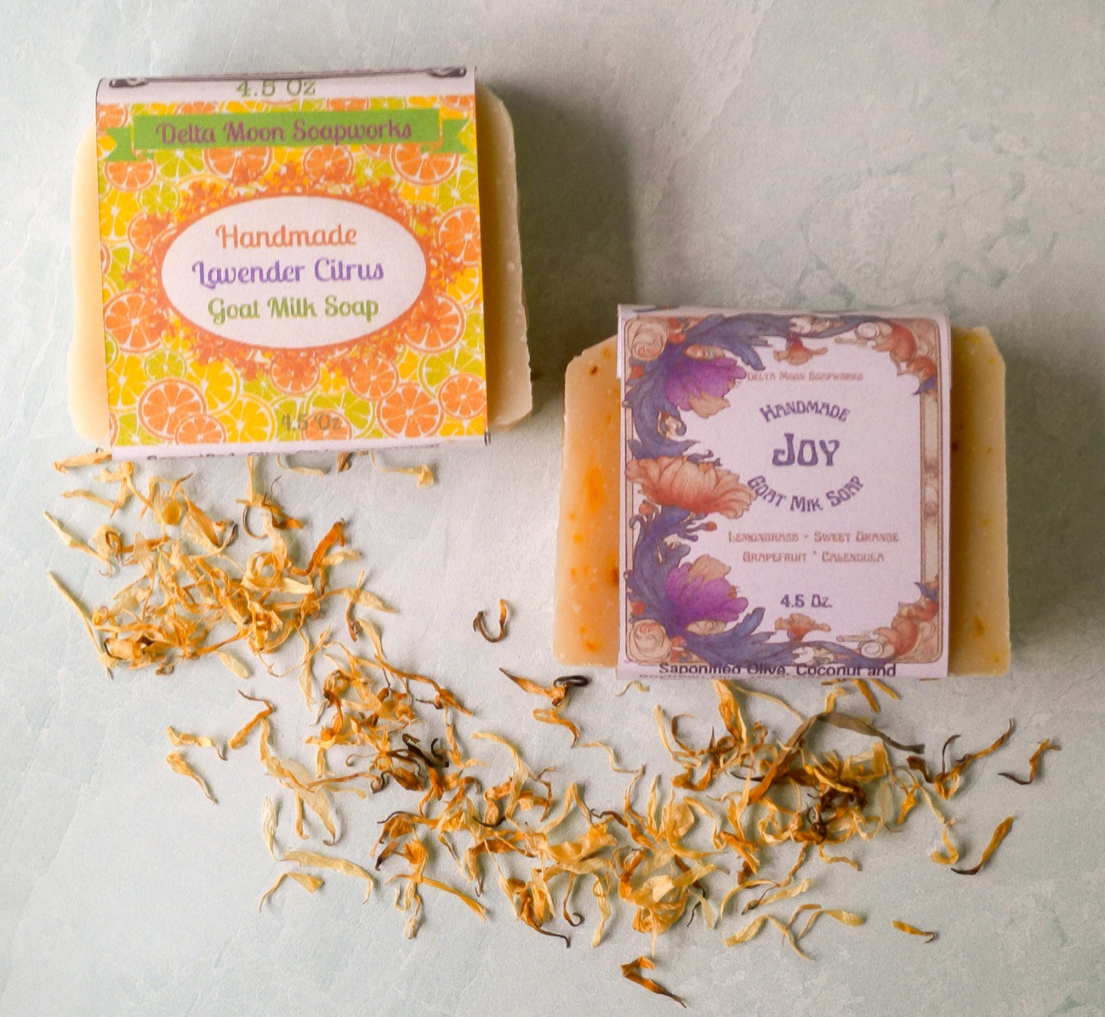 Handmade Lavender Citrus and Joy Goat Milk Soap, + samples, ships fast