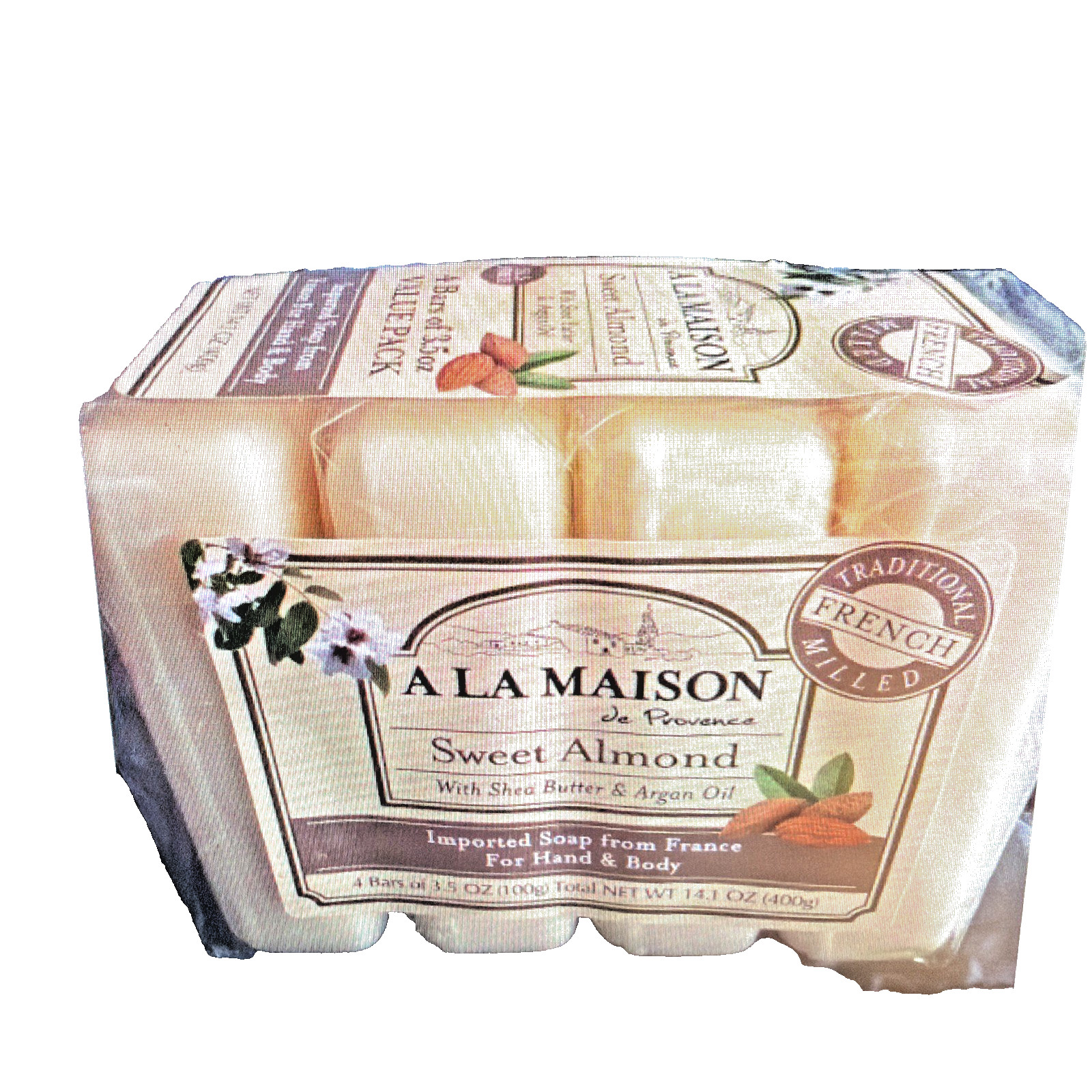 (4PK) A La Maison Sweet Almond Bar Soap with Shea Butter & Argan Oil 4 Pack