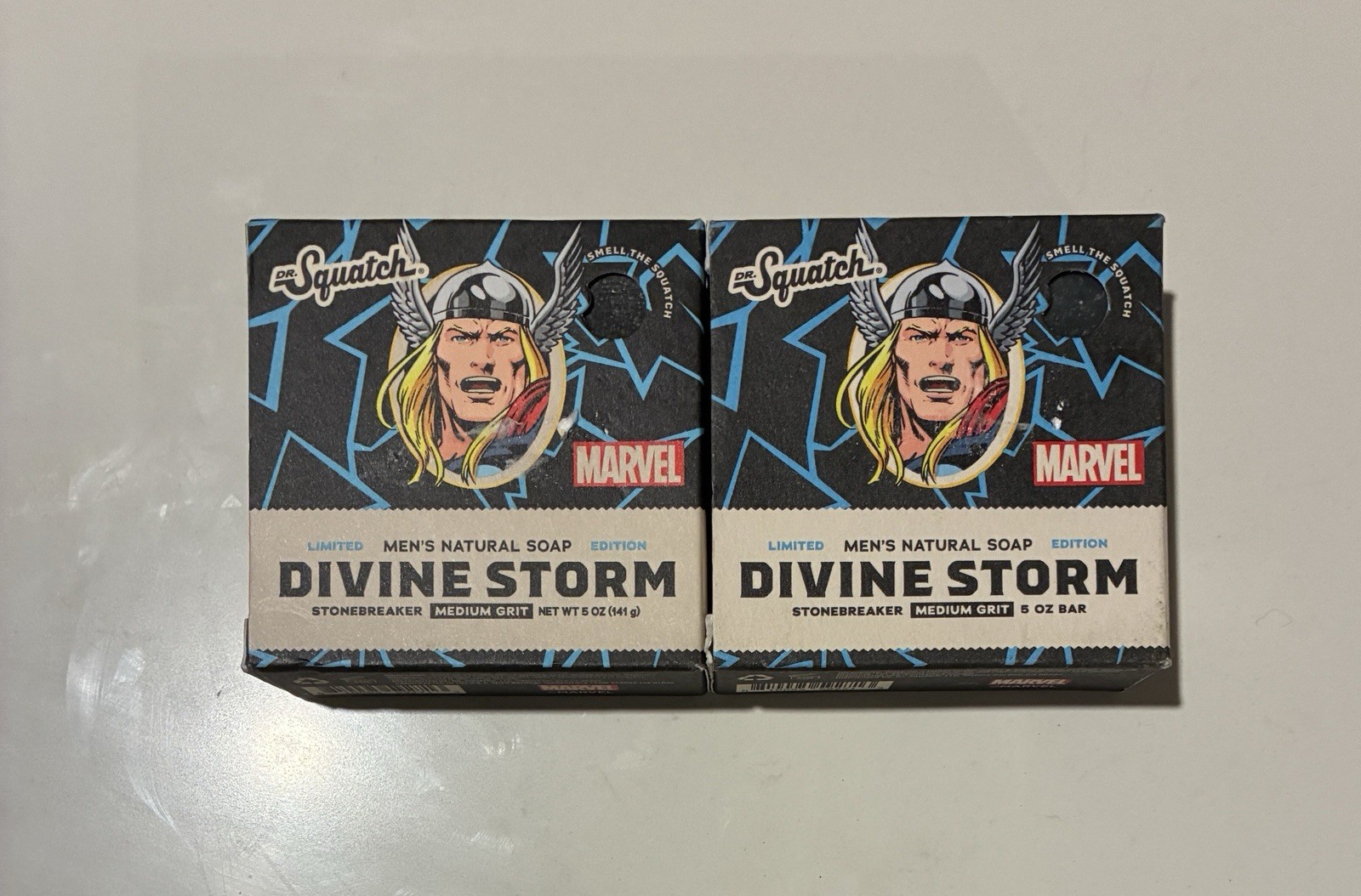 2 New Marvel x Dr. Squatch Natural Bar Soap Thor Divine Storm Limited Edition
