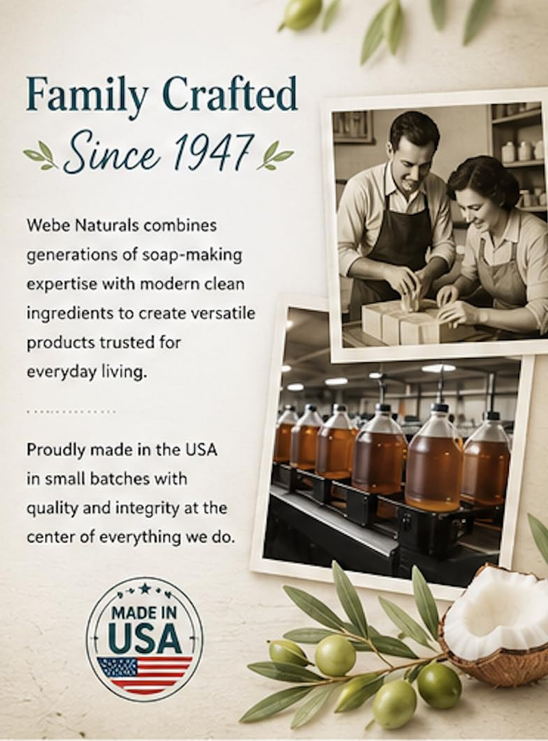Pure Unscented Castile Liquid Soap Refill, 64 Ounce | Vegan & Gluten Free Non-Gm