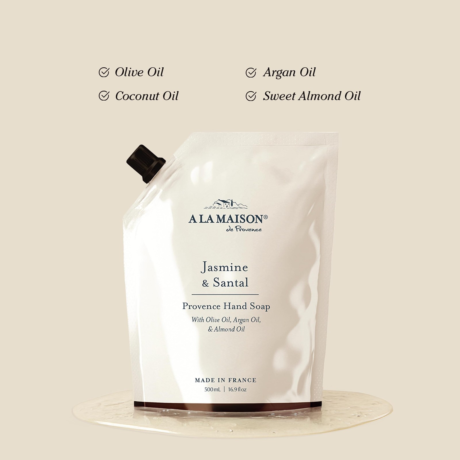 Hand Soap Refill Pouch – Jasmine & Santal– Liquid Hand Wash Refill, Eco-Frien…