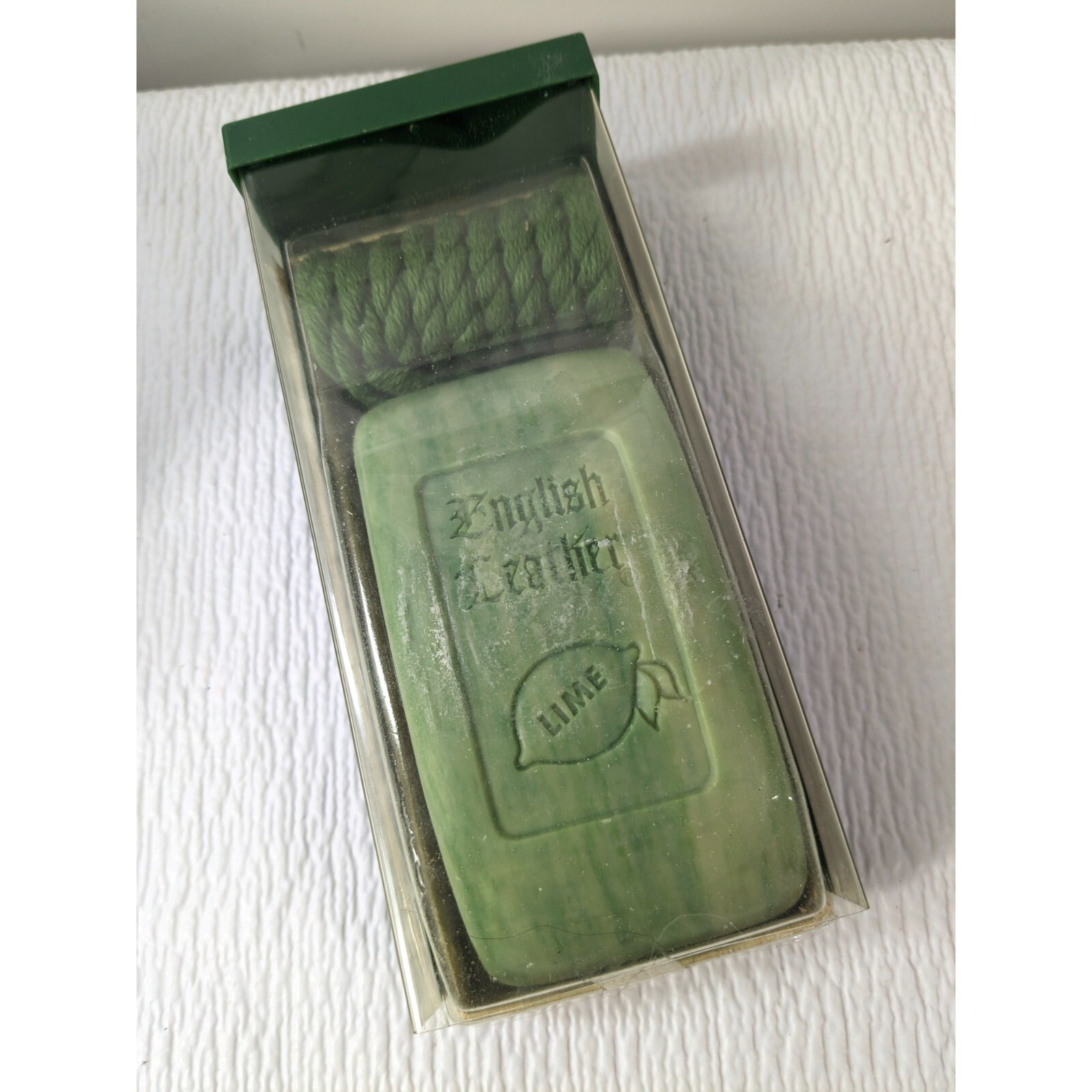Vintage English Leather Lime Shower Soap On Rope Cord men’s green bar soap RARE