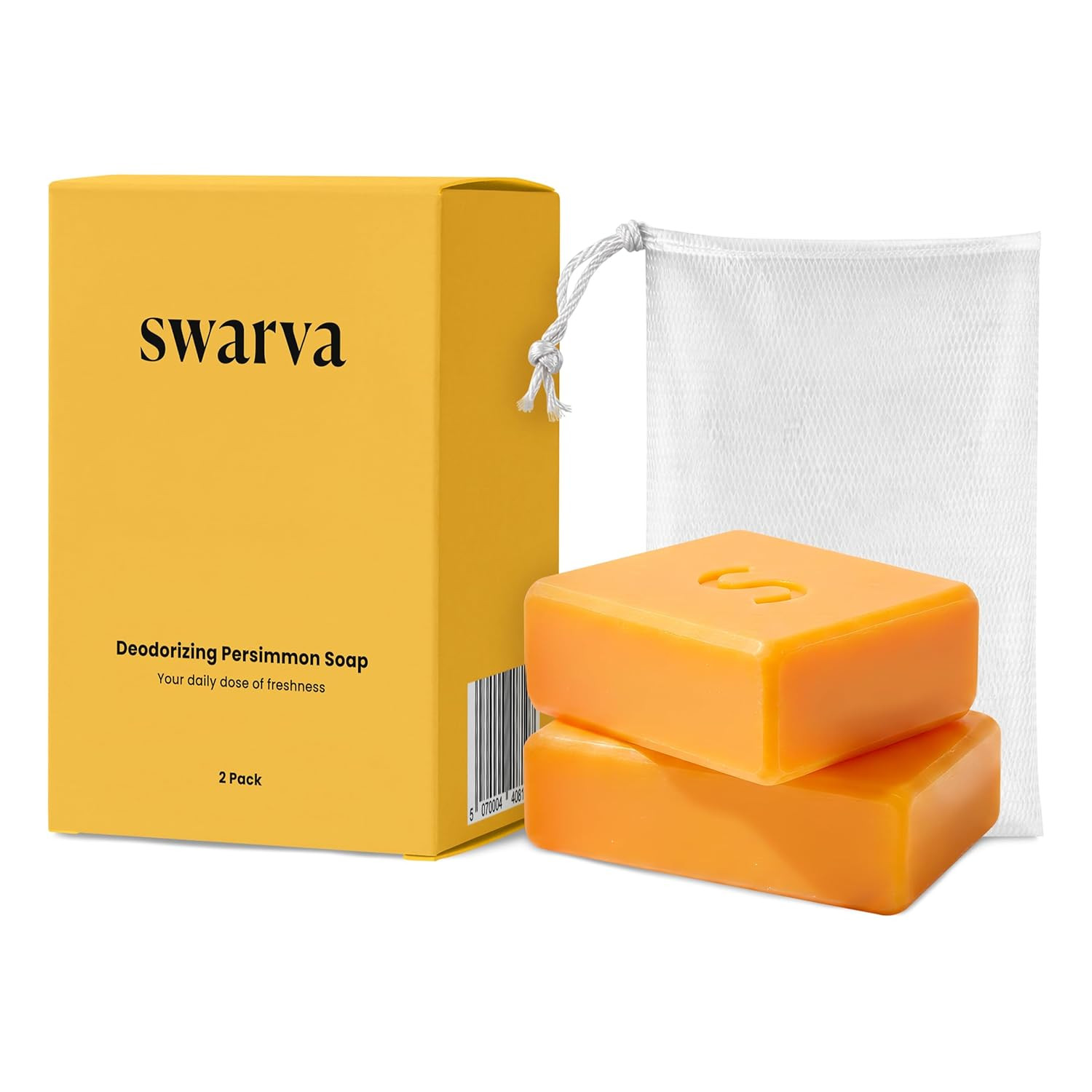 Japanese Persimmon Cleanser Bar 2 Pk Bundle for Body Odor, Persimmon Solution fo