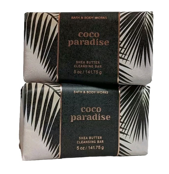 Bath & Body Works Coco Paradise Shea Butter Cleansing Bar Soap 5oz. x2