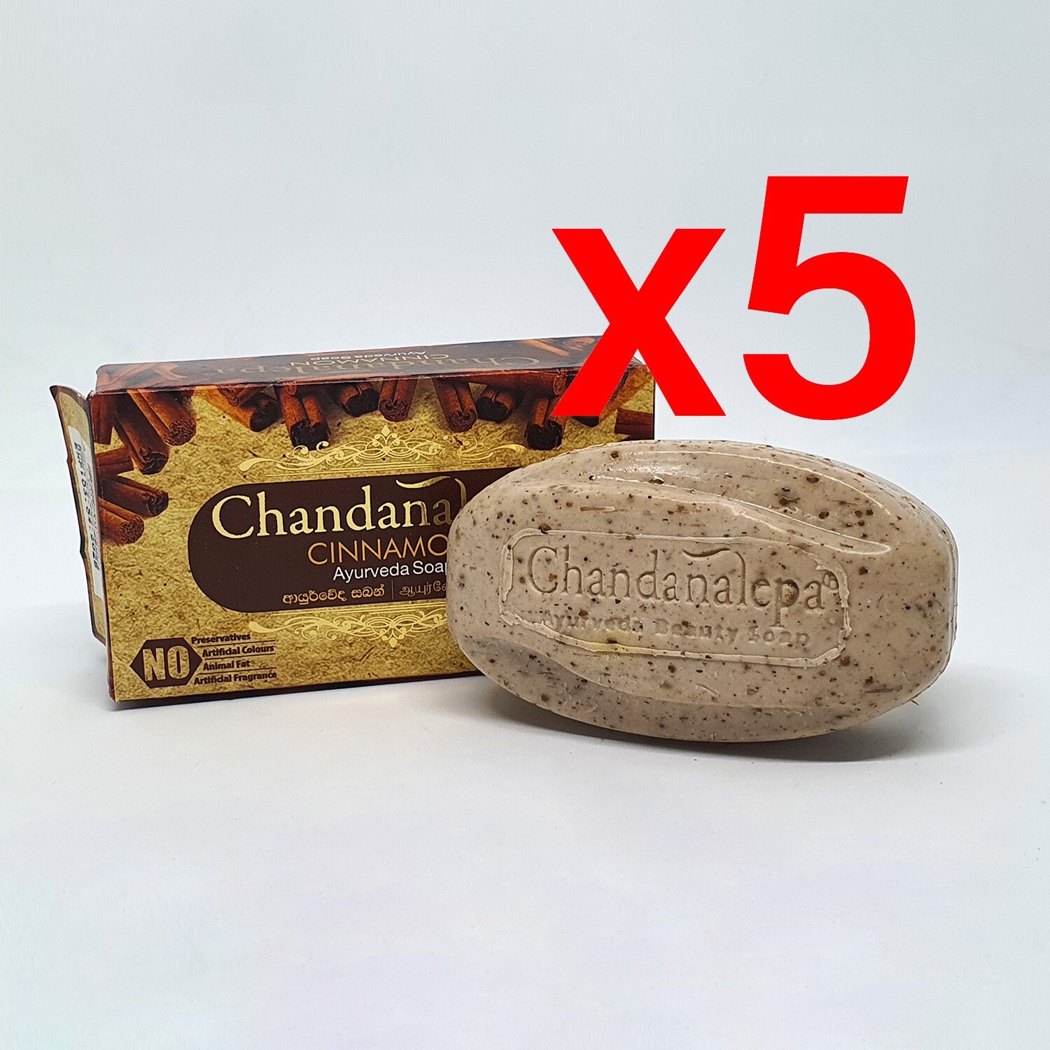 Chandanalepa Cinnamon Ayurveda Herbal Beauty Soap Healthy Glowing Body Skin 5pcs