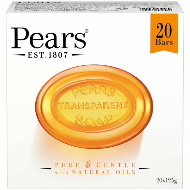 Pears Pure and Gentle 125g Transparent Soap with Natural Oils, Box of 20 Units