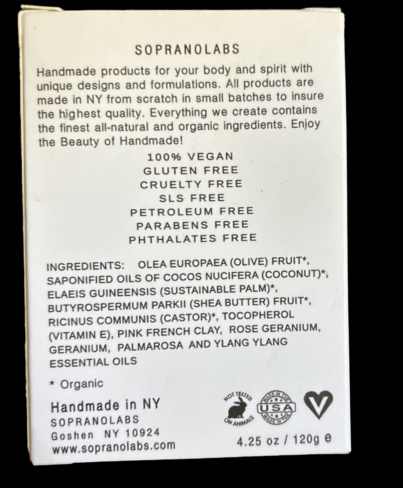 Sopranolabs Rose Geranium Bar Soap 4.25oz