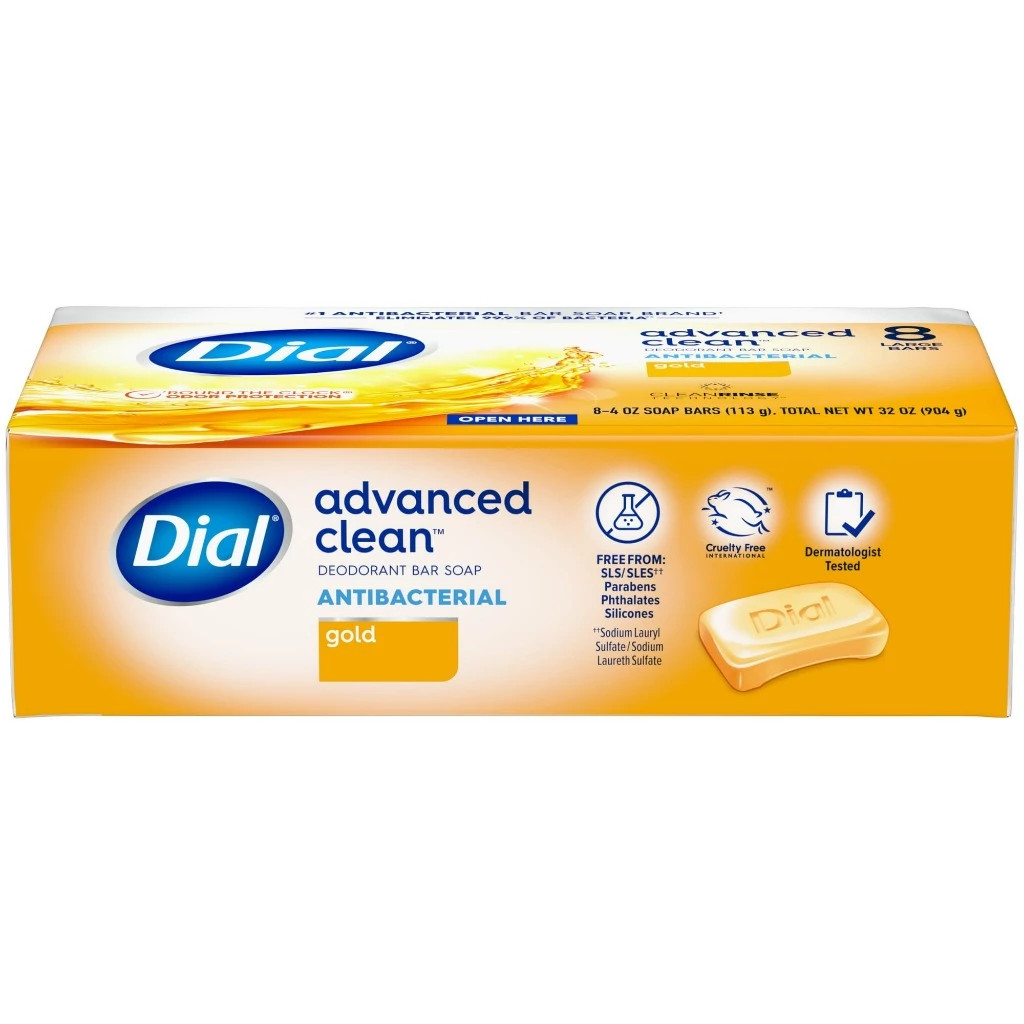 Dial Advanced Clean Gold Antibacterial Deodorant Soap Bar Body Wash 6 x 113g
