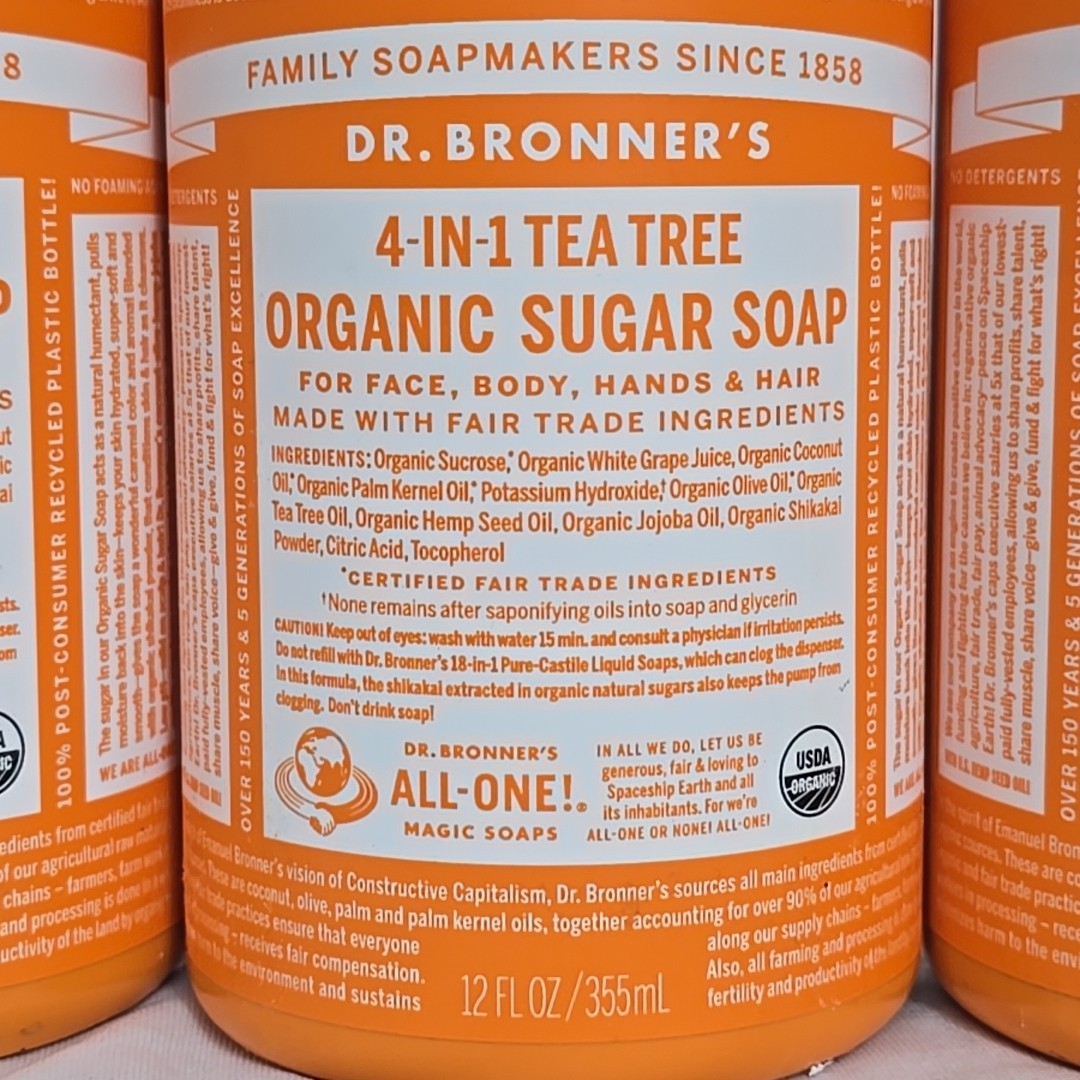 Dr. Bronner’s 4-in-1 Tea Tree Organic Sugar Soap 3-PACK 12oz Each