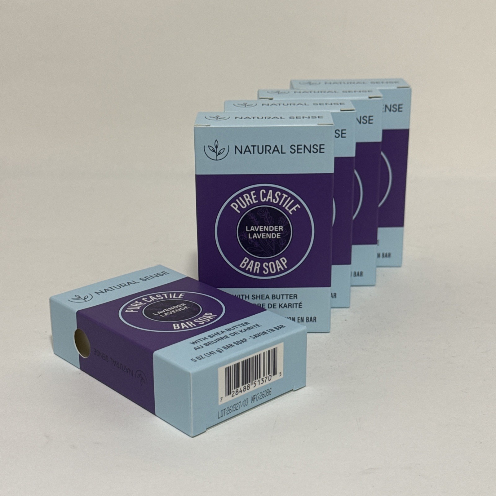 Natural Sense Pure Castile Lavender Bar Soap Plant Based 5 oz (141g) ~ 5 Pack