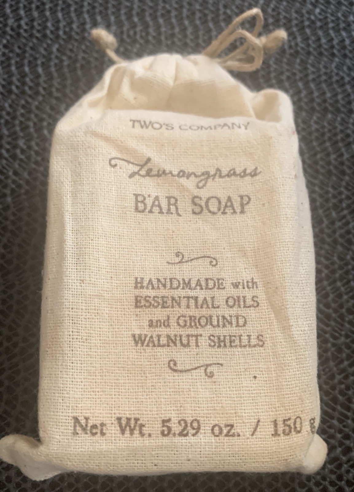 Two’s Company Lemongrass Handmade Bar Soap Essential Oils & Walnut 5.29 oz/150g