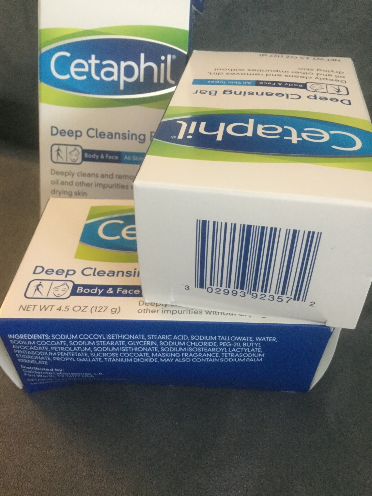 CETAPHIL DEEP CLEANSING BAR BODY & FACE ALL SKIN TYPES 4.5 OZ BAR – LOT OF 4