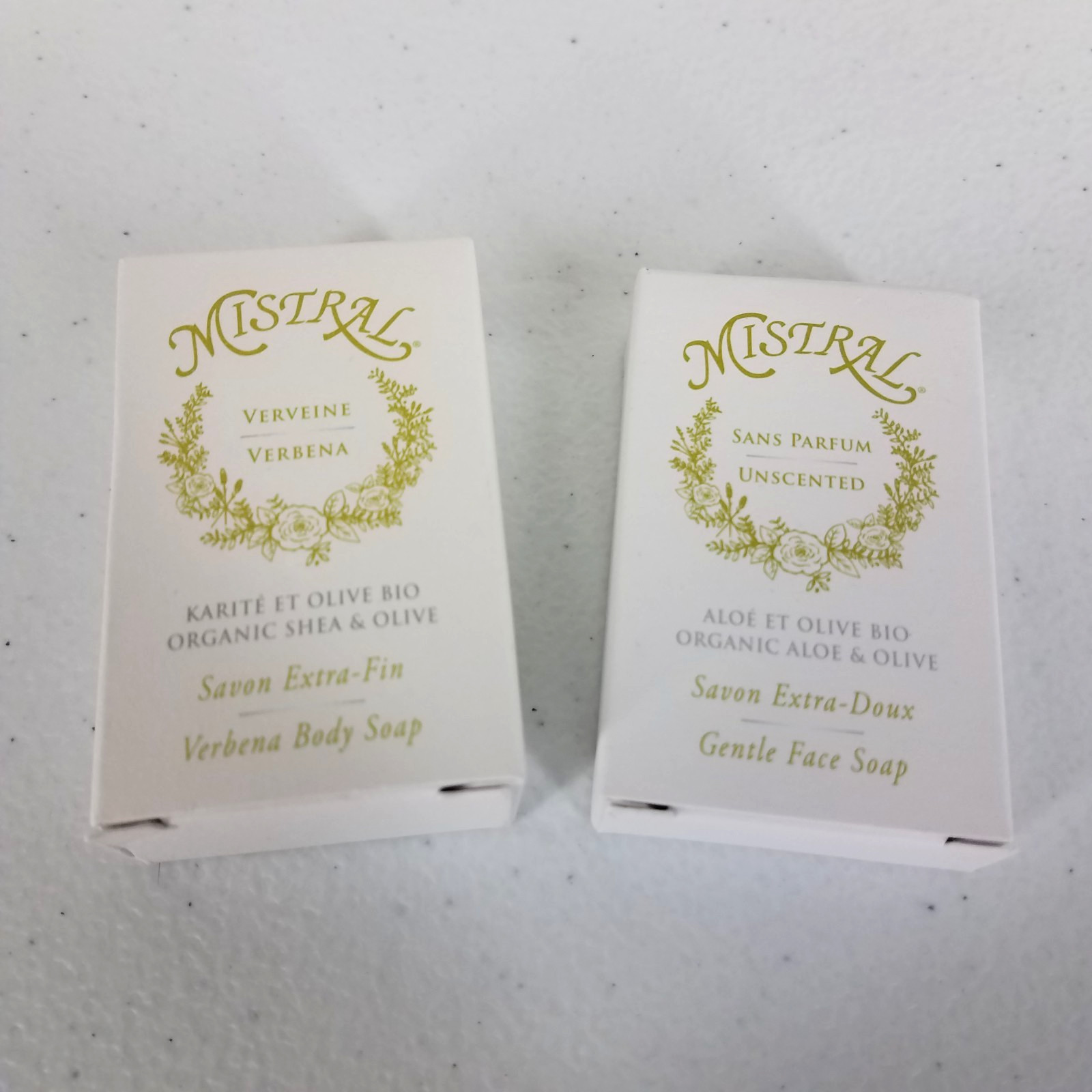 Mistral Verbena Body Soap & Unscented Gentle Face Soap Organic Shea Aloe & Olive