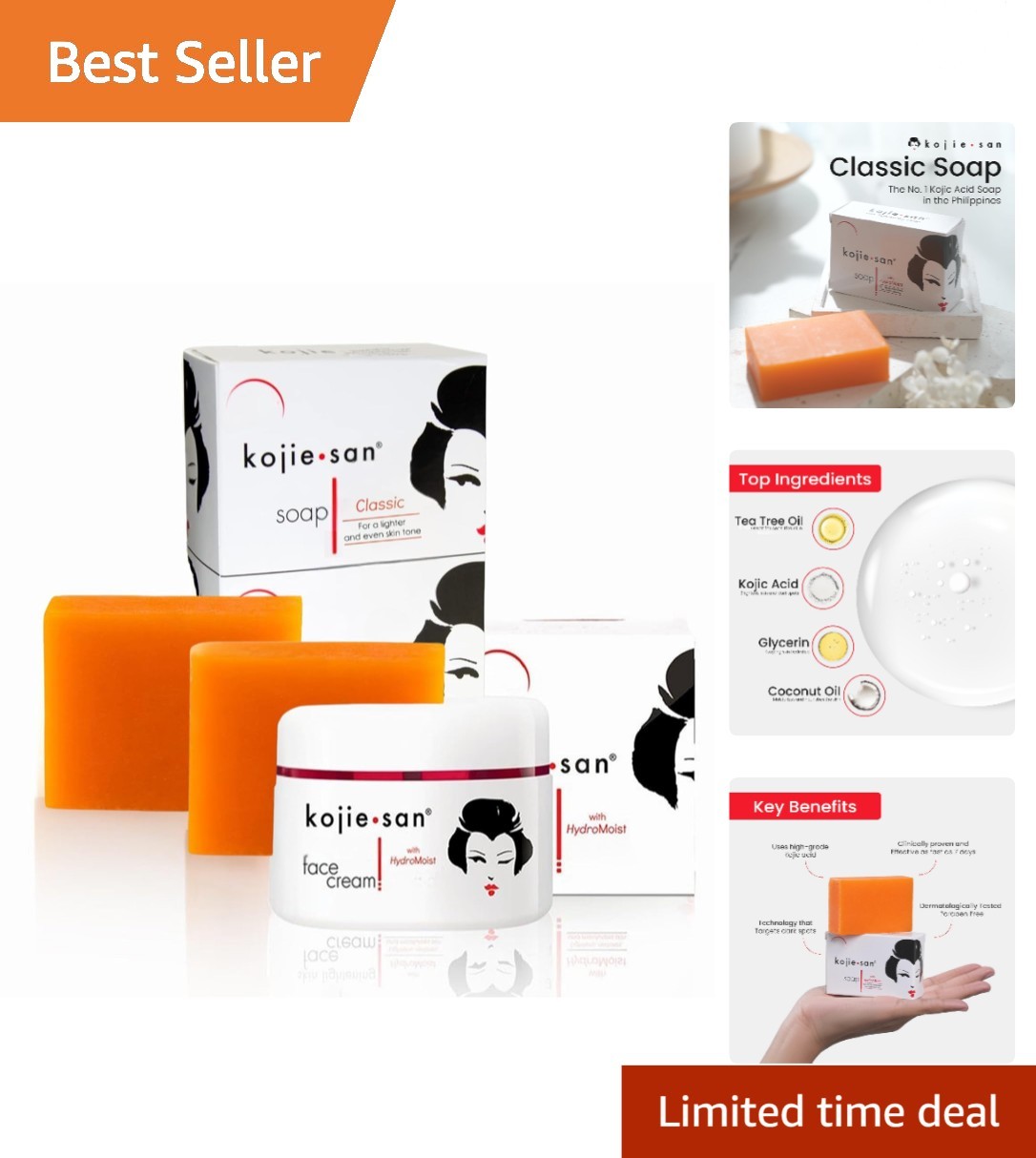 2-Piece Kojic Acid Body Soap Set with Coconut & Tea Tree Oil for Radiant Skin