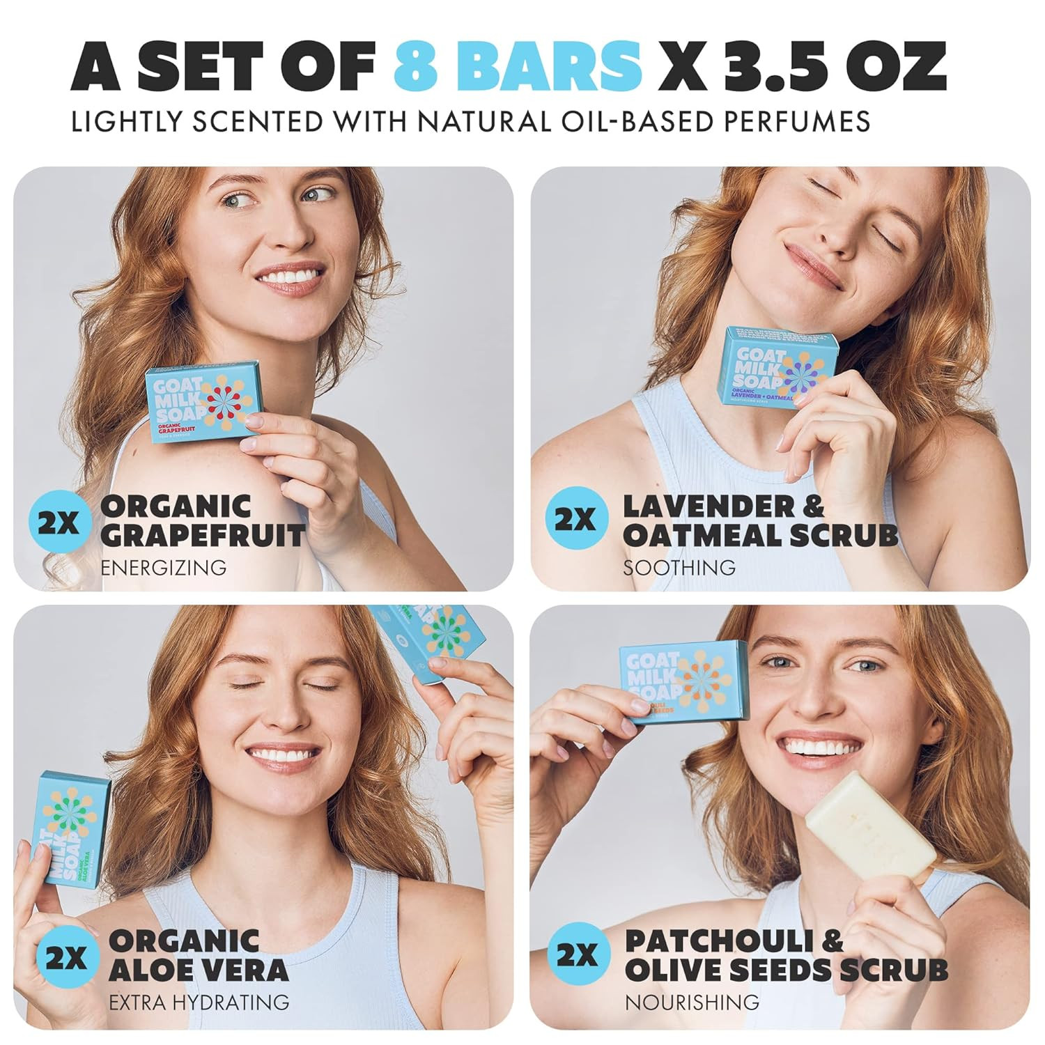 Goat Milk Soap Bars – Set of 8 Pieces – All Natural, Organic, Goats Milk Soap Ba