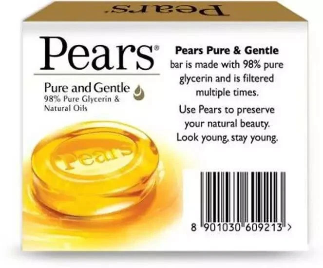 PEARS Pure And Gentle Bathing Bars & Soap (3 x 125 gm) Free