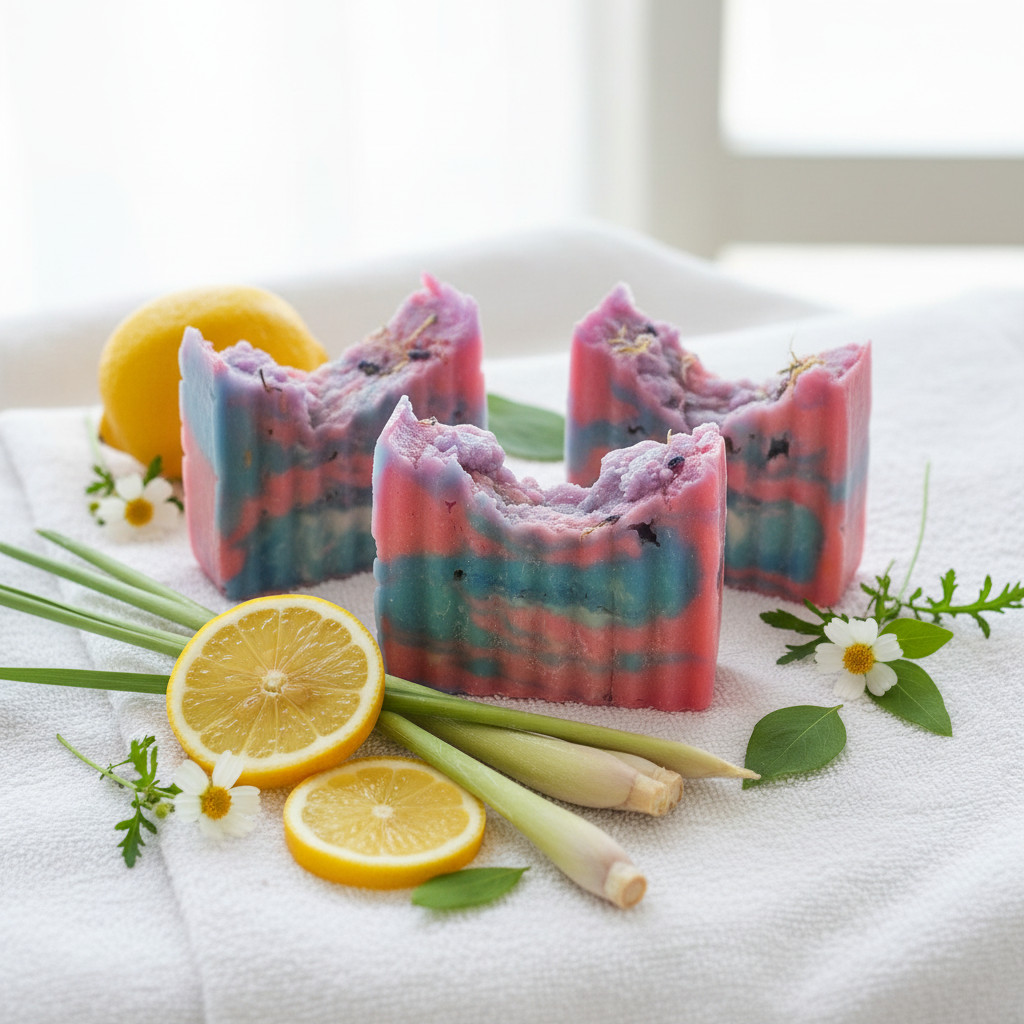 All-Natural Lemongrass Soap Made With Coconut Oil Mango Butter and Soybean Oil
