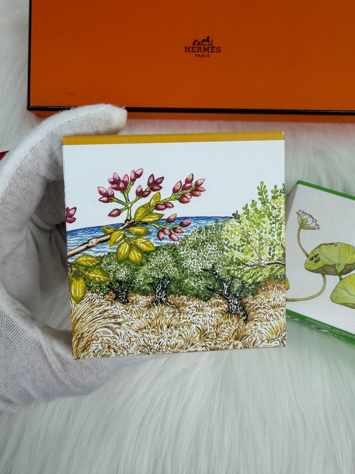 Hermes Perfumed Soap Gift Set 3 x 100g Un Jardin Rhubarbe Savon Authen