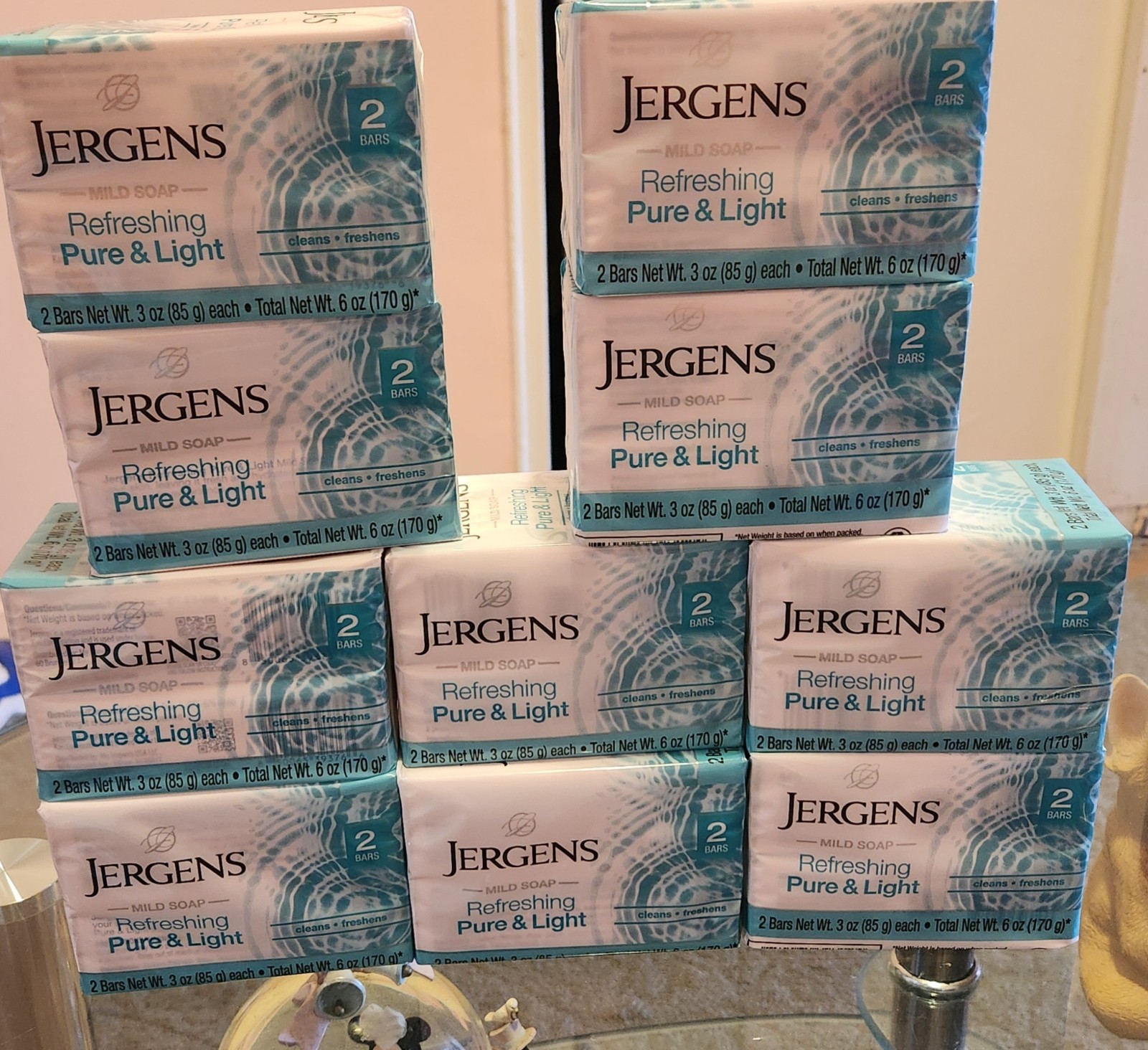Jergens Mild Soap – Refreshing Pure And Light 10 Pack – 20 Bars Total 3 Oz ea.