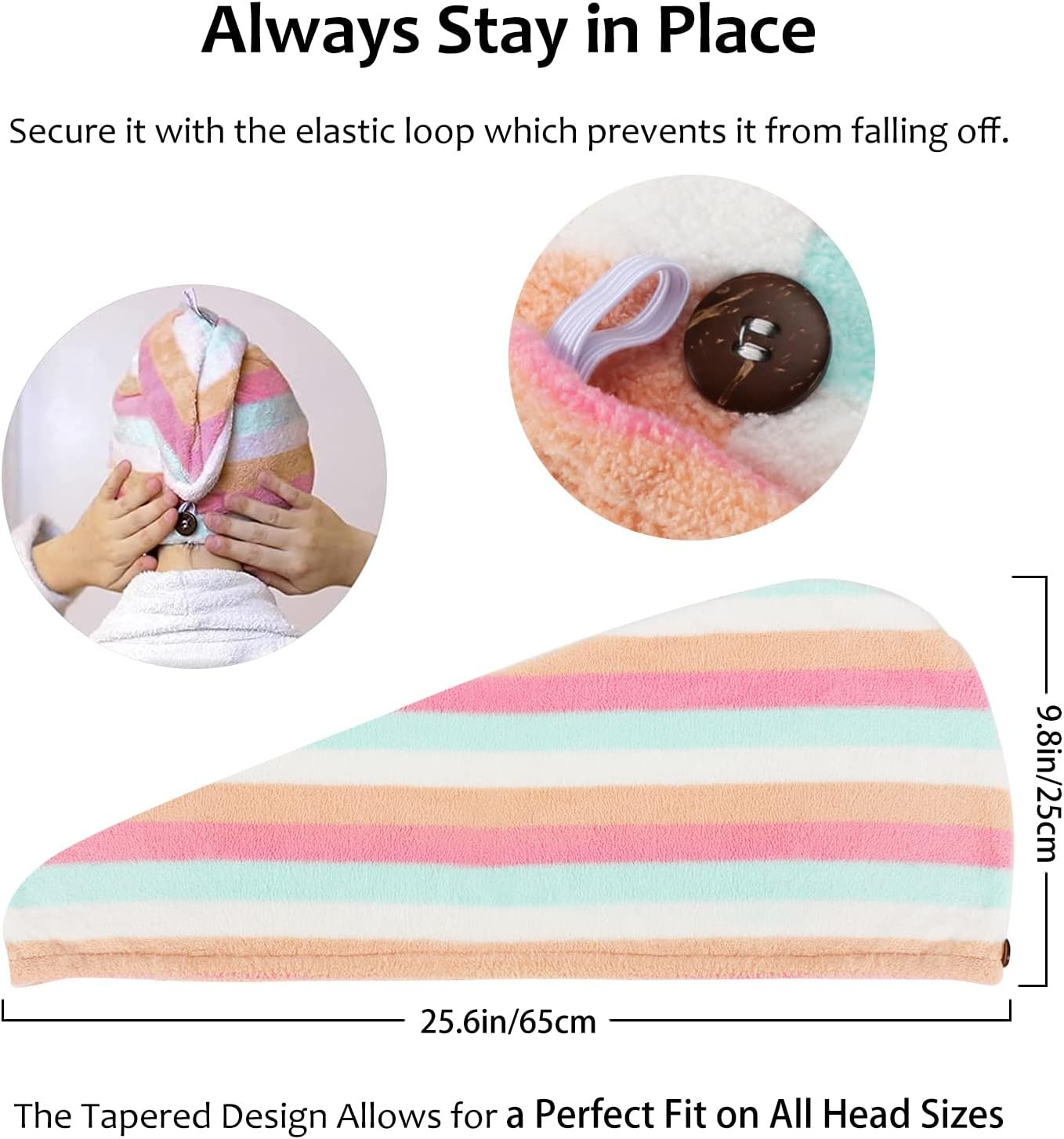 AuroTrends Microfiber Hair Towel 2Pack, 2 Count (Pack of 1), Multicolor,2pack