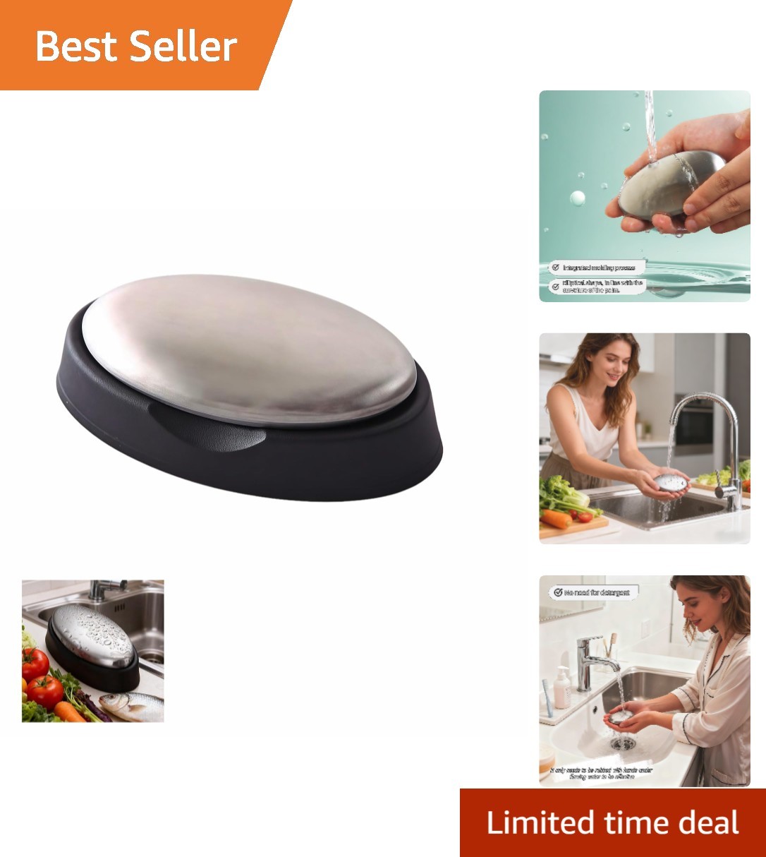Chemical-Free Stainless Steel Soap Bar – Hand Odor Eliminator for Food Lovers