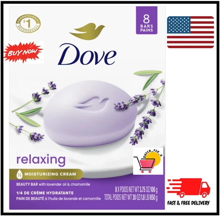 Dove Relaxing Lavender Beauty Bar with Lavender and Chamomile Scent 3.75 Oz