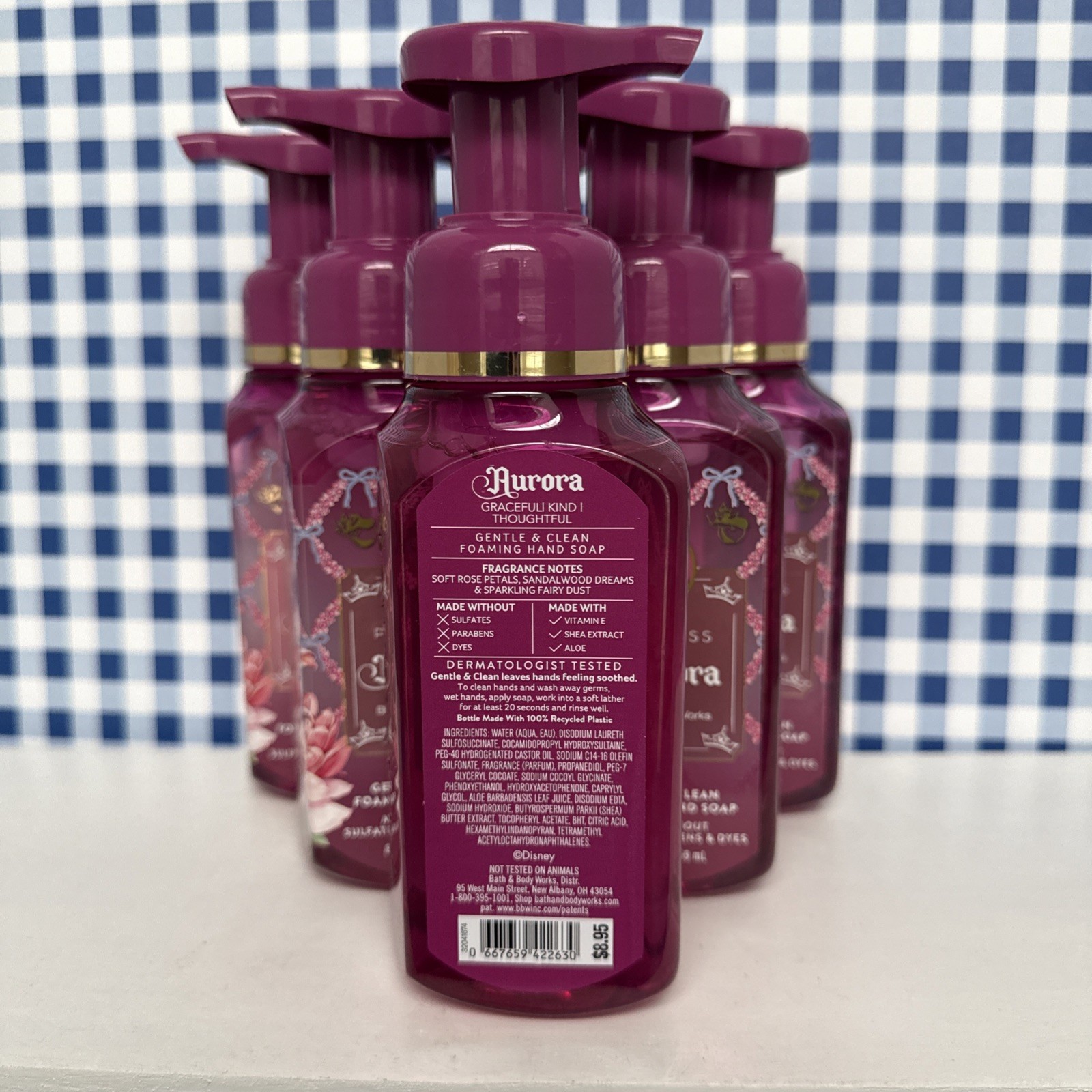 6X ~ Bath & Body Works ~ AURORA ~ Disney Princess ~ Gentle Foaming Hand Soap