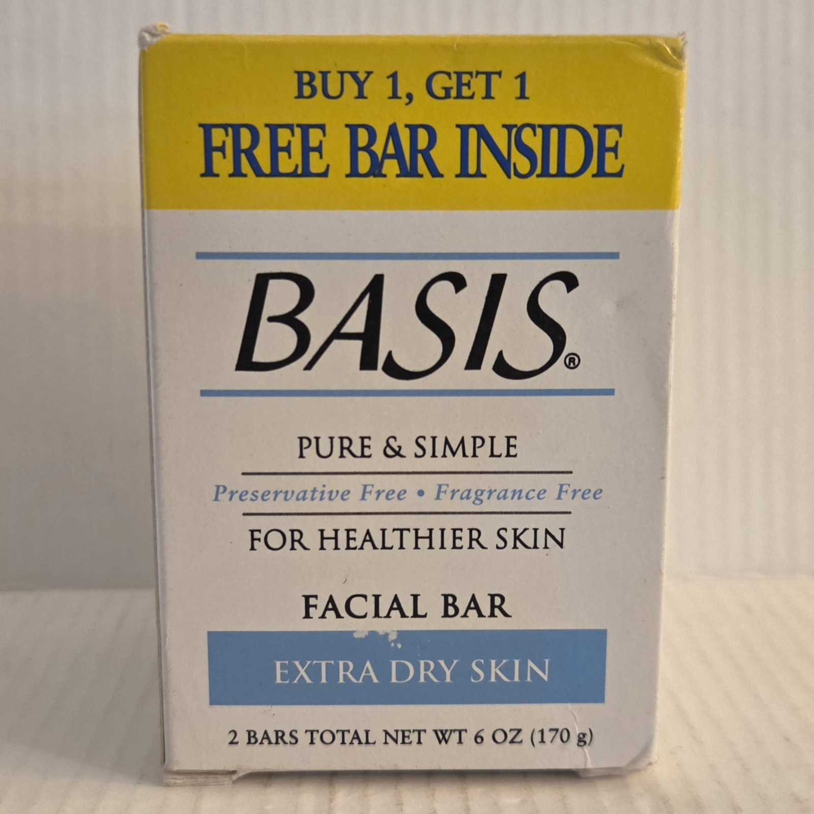 Basis Facial Bar Extra Dry Skin 2 Bars 6.0 Oz x2 Fragrance & Preservative Free