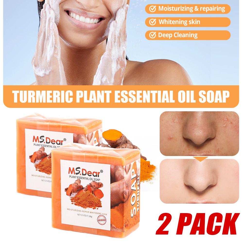2× Tumeric Soap Skin Whitening Dark Spots lightening Acne Brightening Turmeric