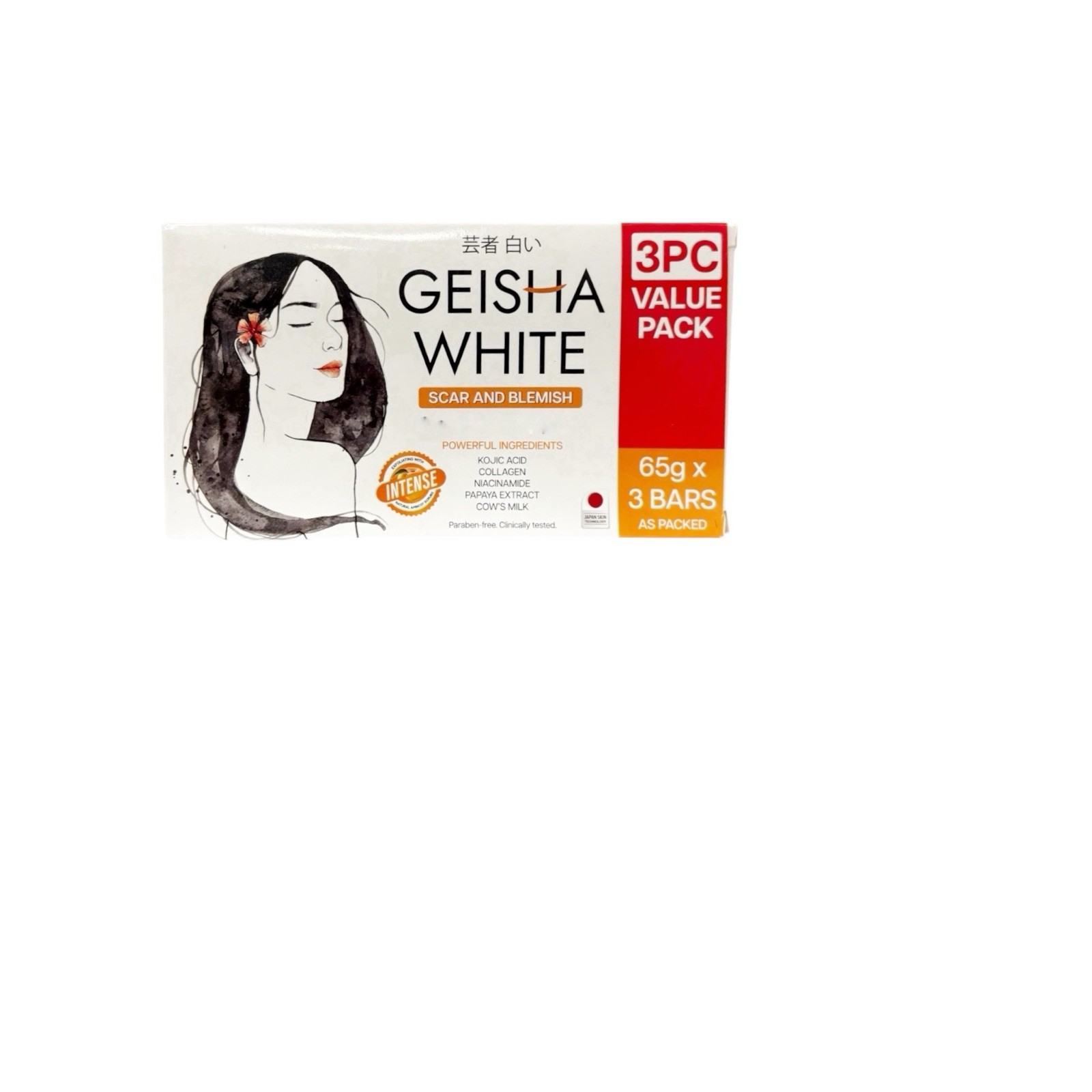 Geisha White INTENSE – Scar & Blemish Kojic Bar Soap – 3 X 65g