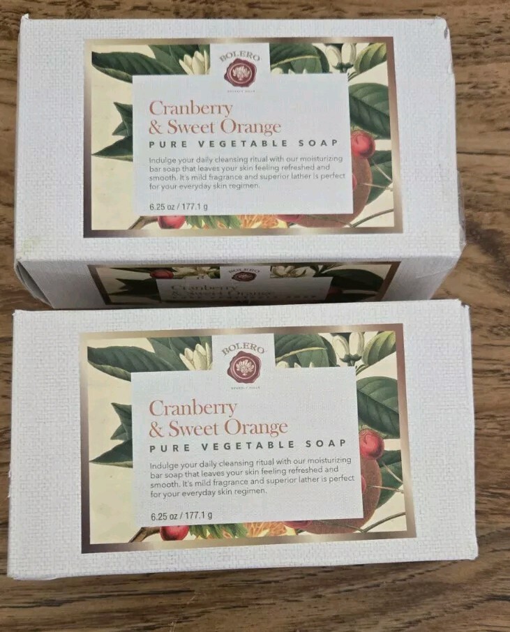 2 Bolero Beverly Hills Pure Vegetable Soap-Cranberry & Sweet Orange-6.25 oz