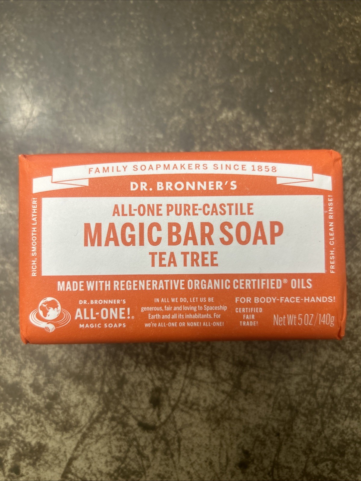 Dr Bronner’s All One Hemp Tea Tree Pure-Castile Bar Soap. 5 Oz/140g. Free Ship