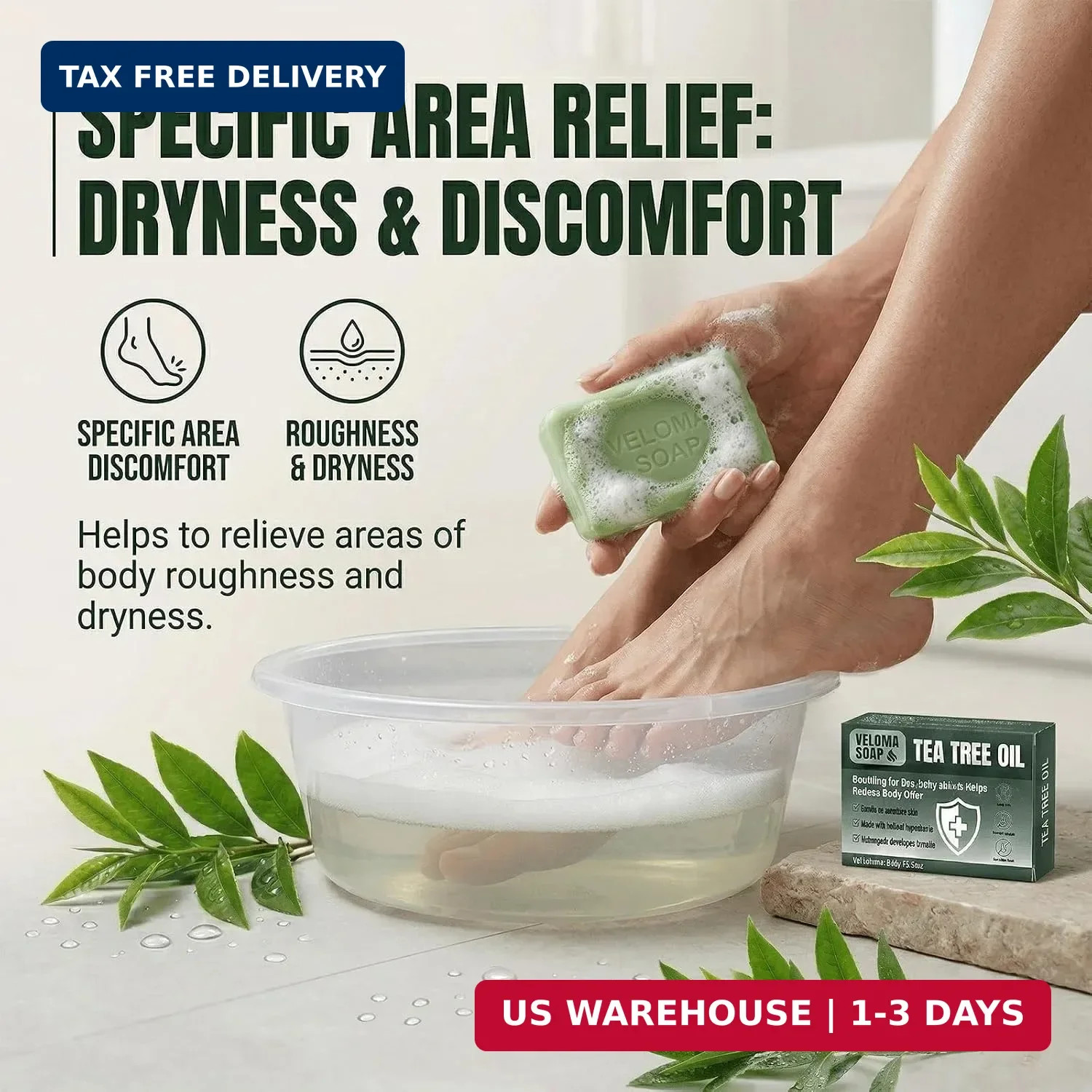 Veloma Antifungal Soap,Veloma Soap,Soothing Tea Tree & Eucalyptus, Deep Pore Cle